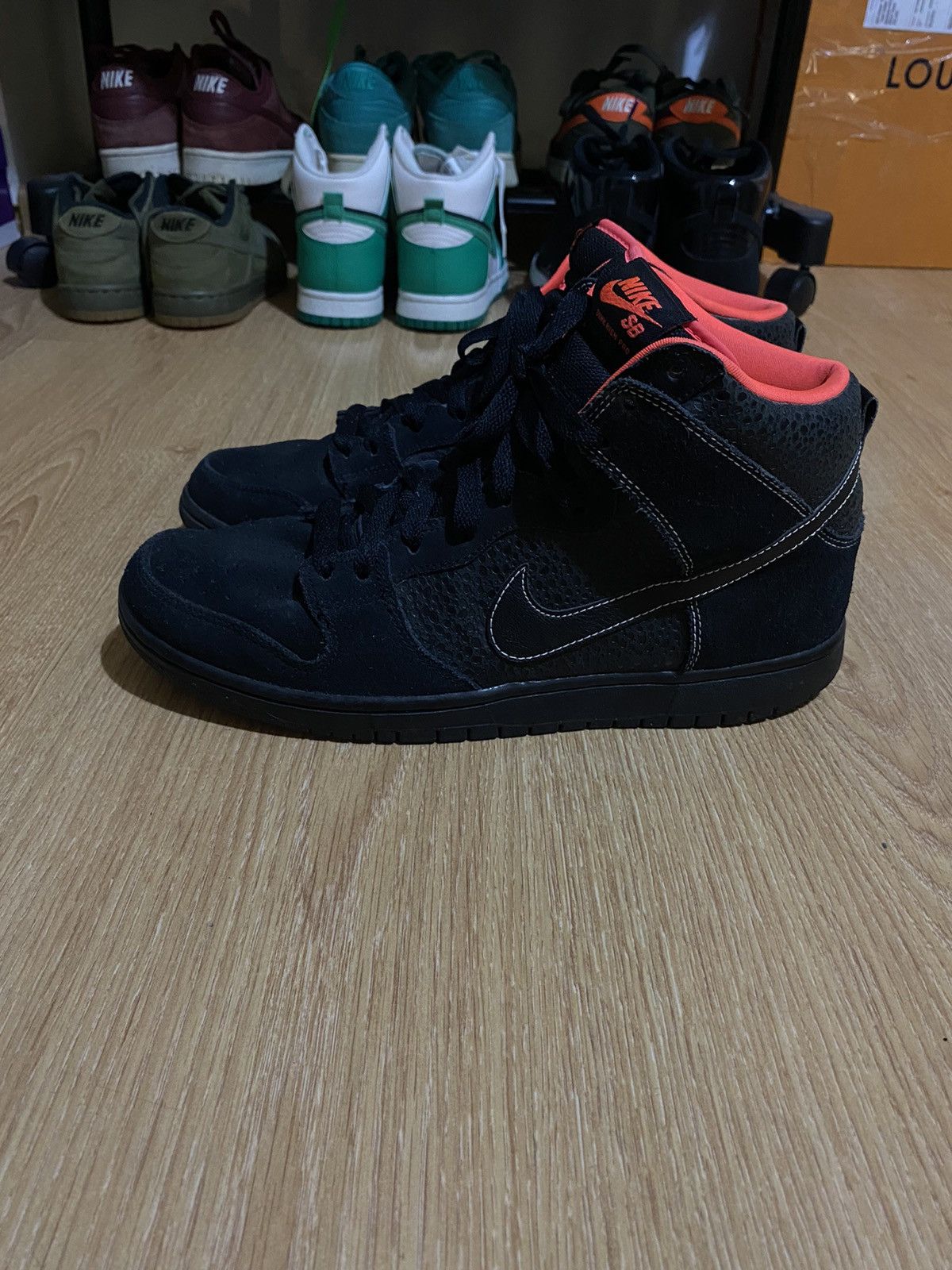 Nike Nike SB Dunk High Black Safari Atomic Red Size US 11 / EU 44 - 3 Thumbnail