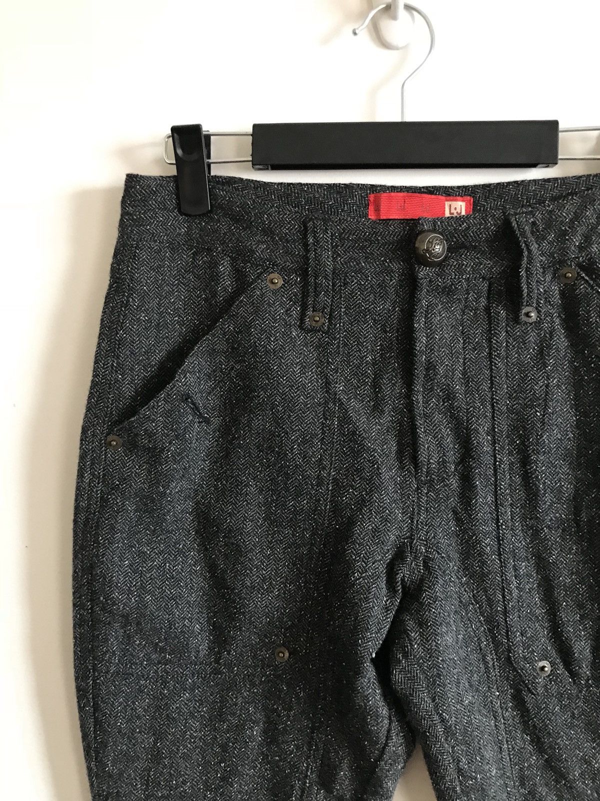 Designer × Japanese Brand L.J Herringbone Cropped Buckle Wool Trousers Size US 28 / EU 44 - 2 Thumbnail