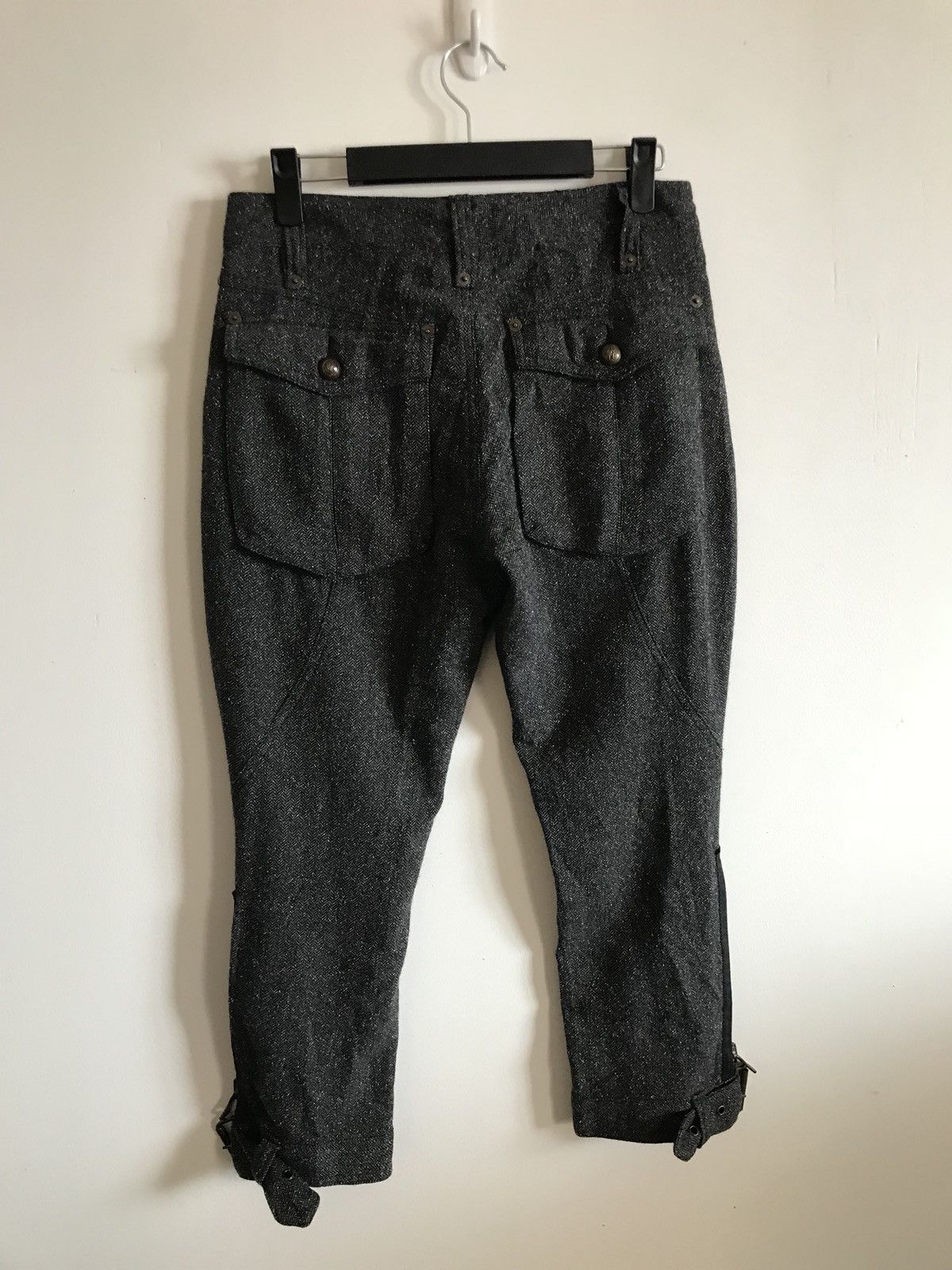 Designer × Japanese Brand L.J Herringbone Cropped Buckle Wool Trousers Size US 28 / EU 44 - 3 Thumbnail