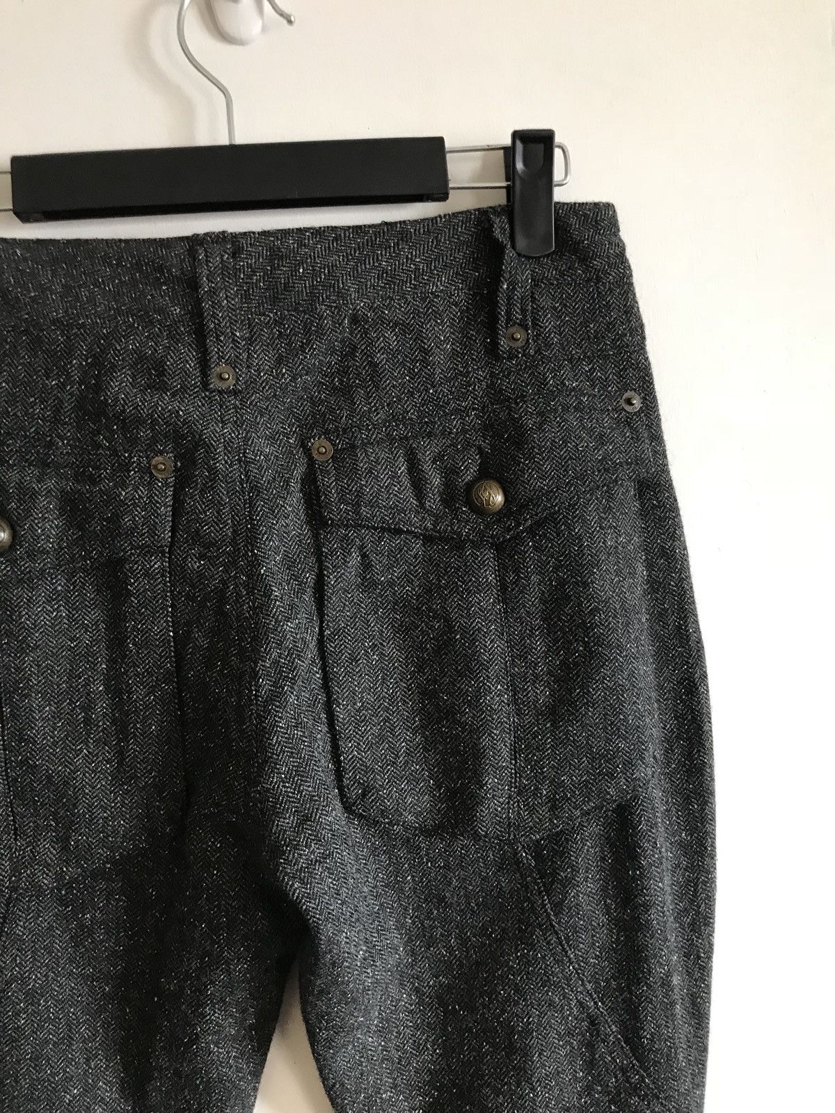Designer × Japanese Brand L.J Herringbone Cropped Buckle Wool Trousers Size US 28 / EU 44 - 6 Thumbnail