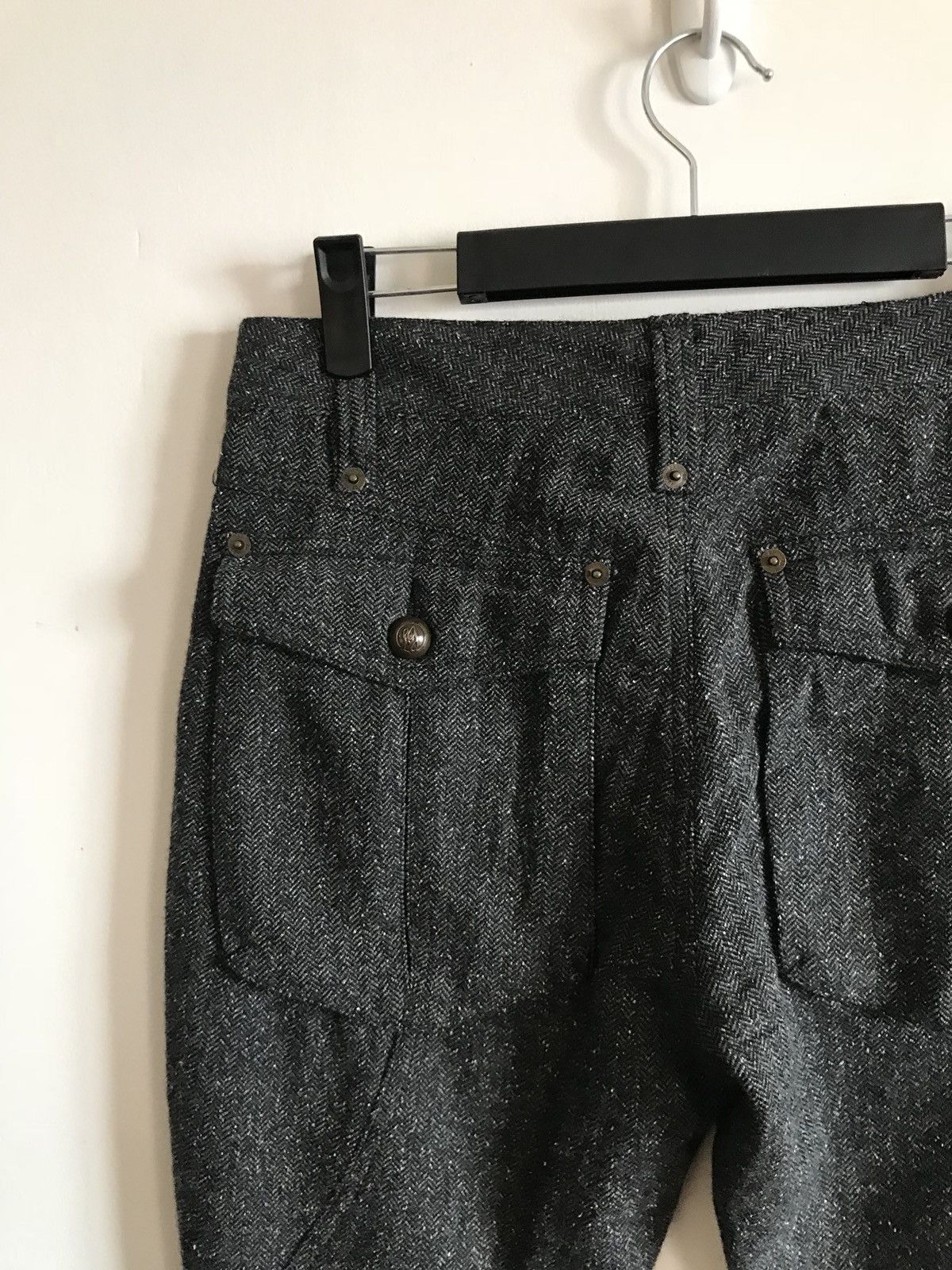 Designer × Japanese Brand L.J Herringbone Cropped Buckle Wool Trousers Size US 28 / EU 44 - 5 Thumbnail