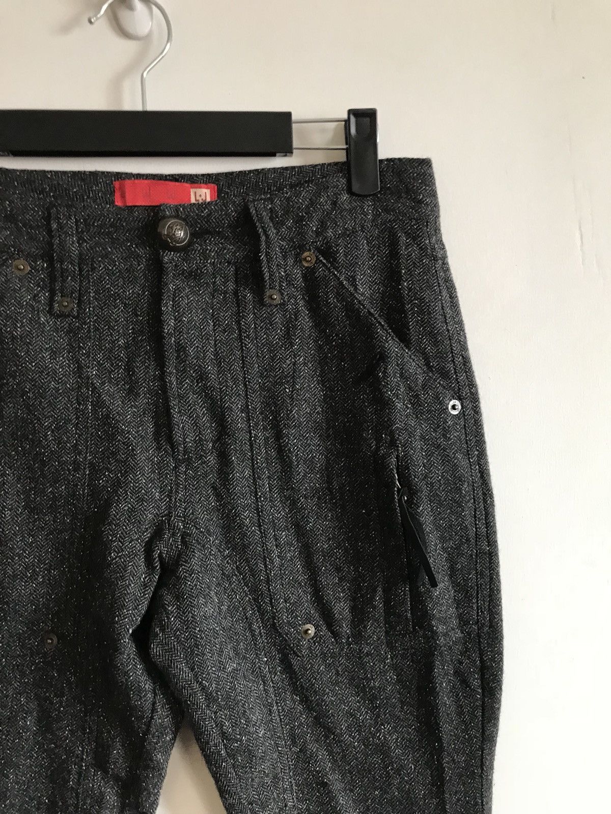 Designer × Japanese Brand L.J Herringbone Cropped Buckle Wool Trousers Size US 28 / EU 44 - 4 Thumbnail