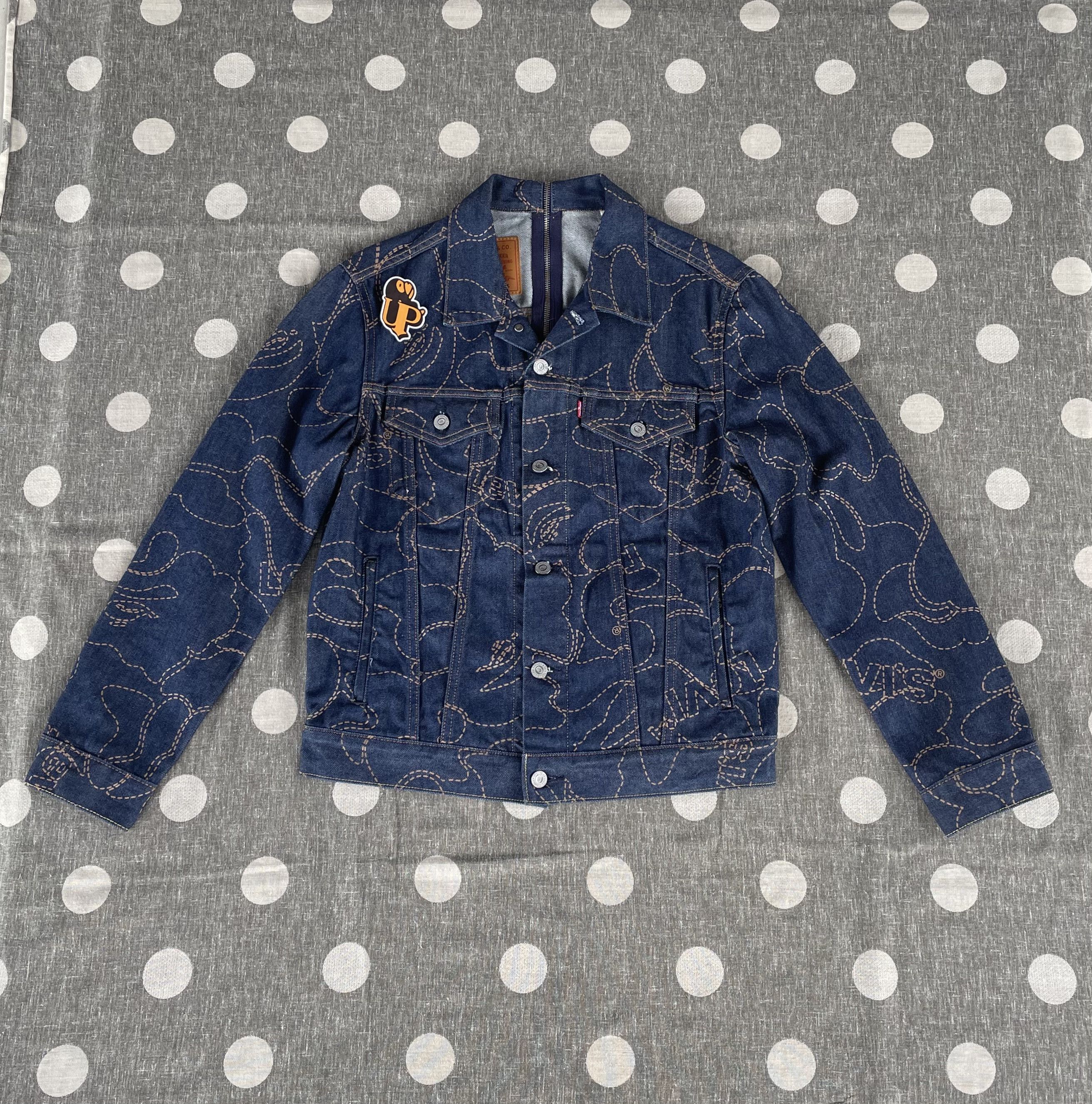 image of Bape X Levi’S Split Trucker Jacket in Blue, Men's (Size Small)