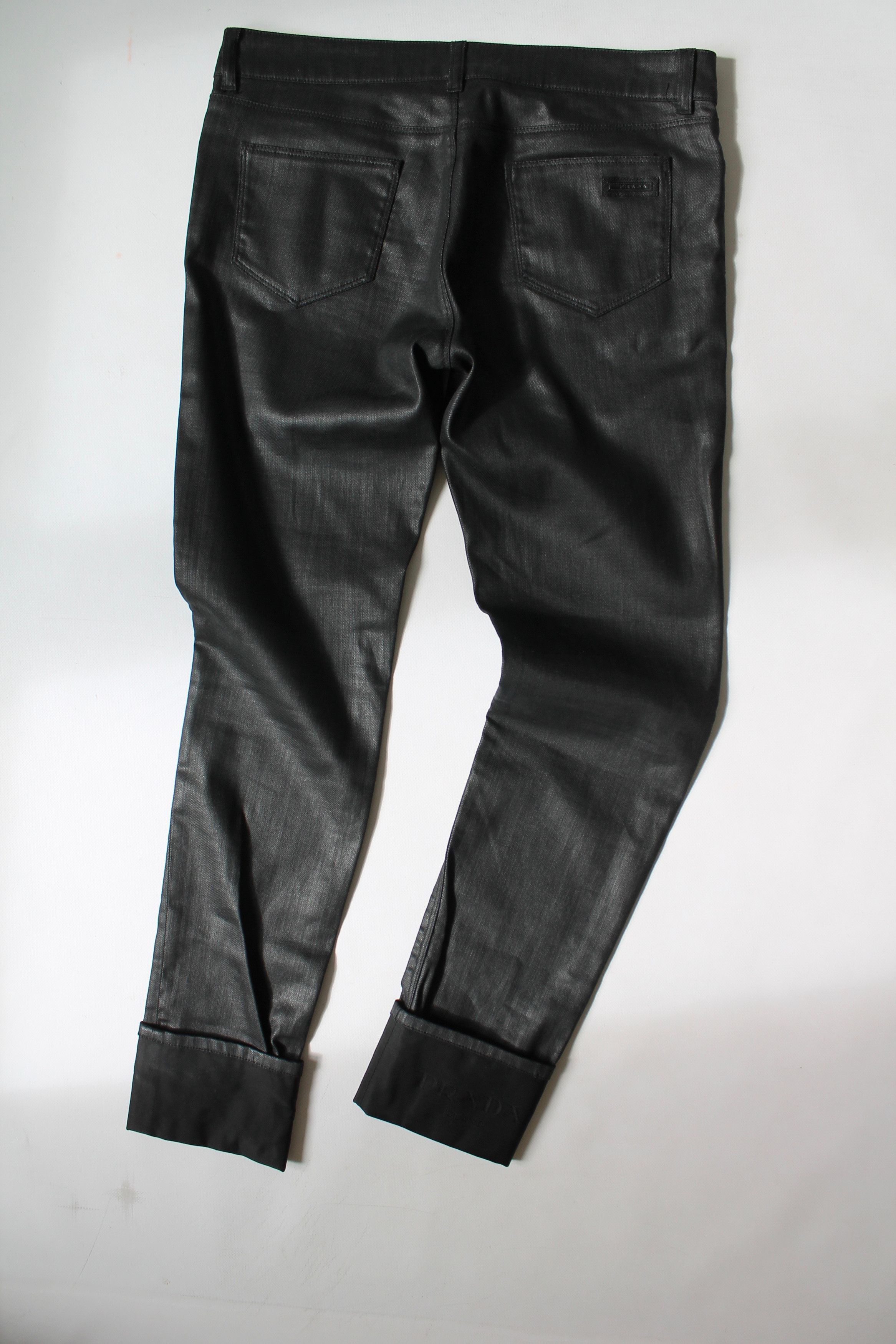 Prada PRADA Skinny Coated denim Unisex Pants Contour Fit Black Size 31" - 17 Thumbnail