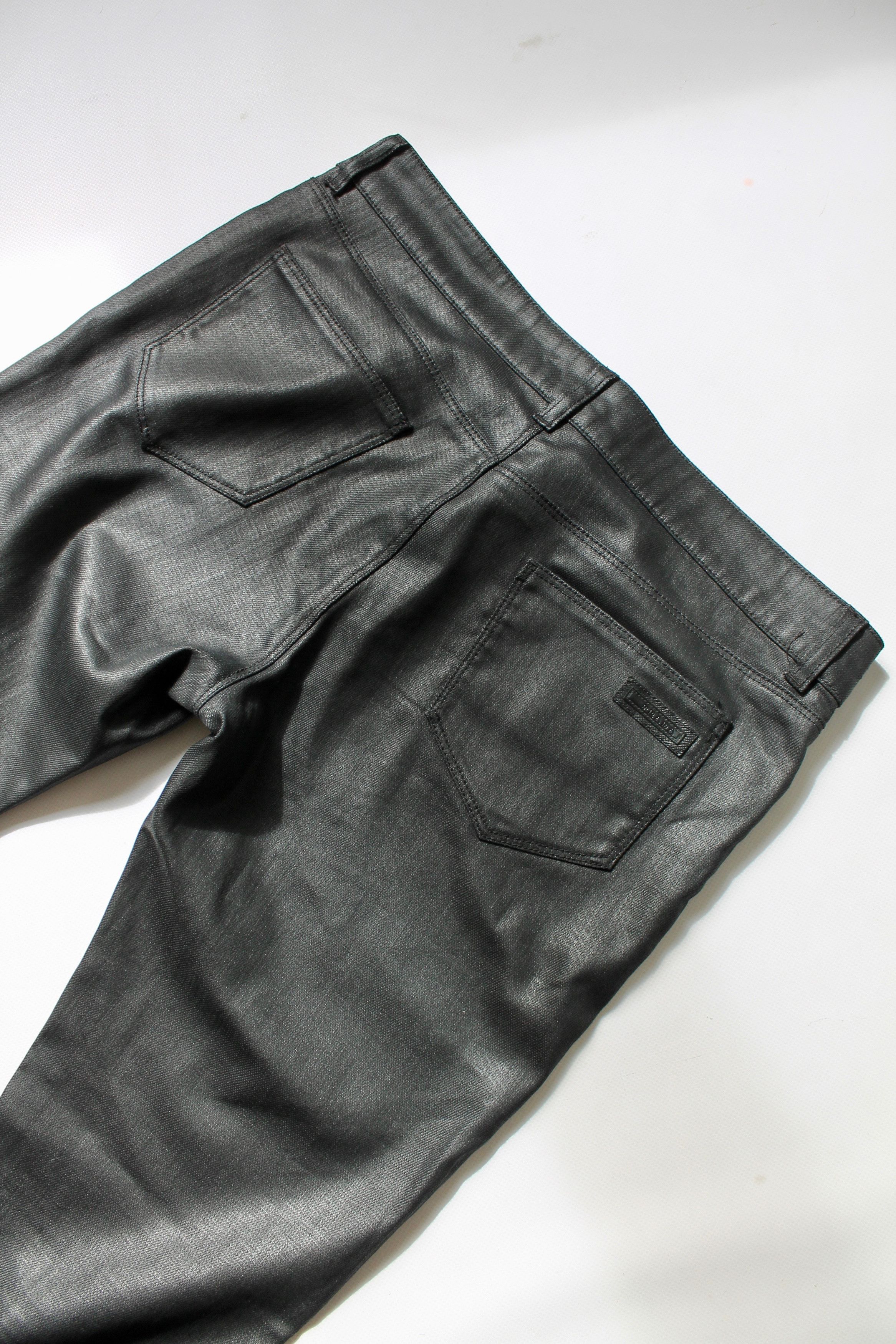 Prada PRADA Skinny Coated denim Unisex Pants Contour Fit Black Size 31" - 19 Thumbnail