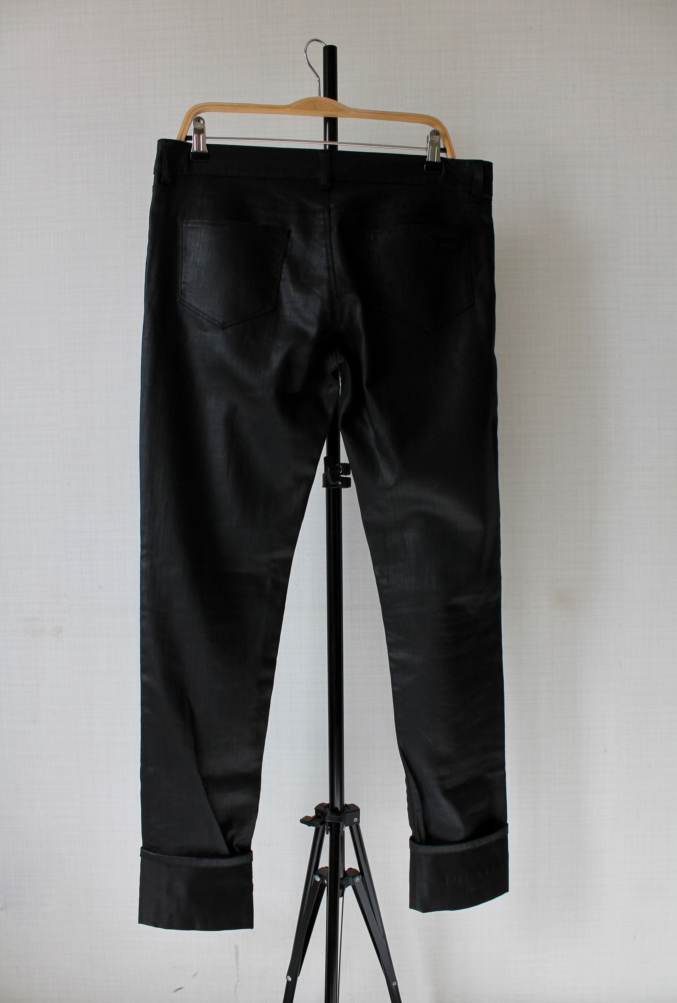 Prada PRADA Skinny Coated denim Unisex Pants Contour Fit Black Size 31" - 2 Thumbnail