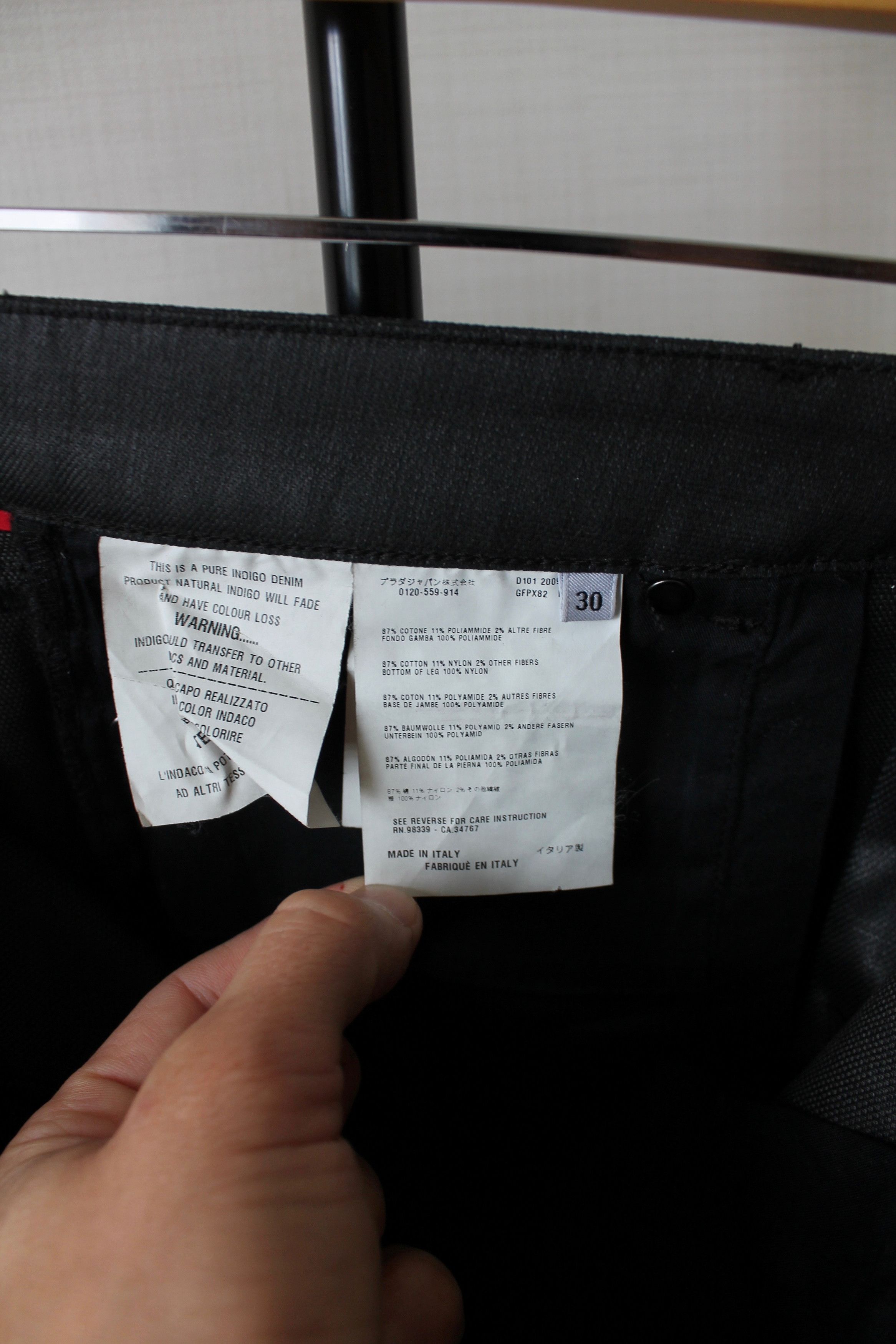 Prada PRADA Skinny Coated denim Unisex Pants Contour Fit Black Size 31" - 12 Thumbnail