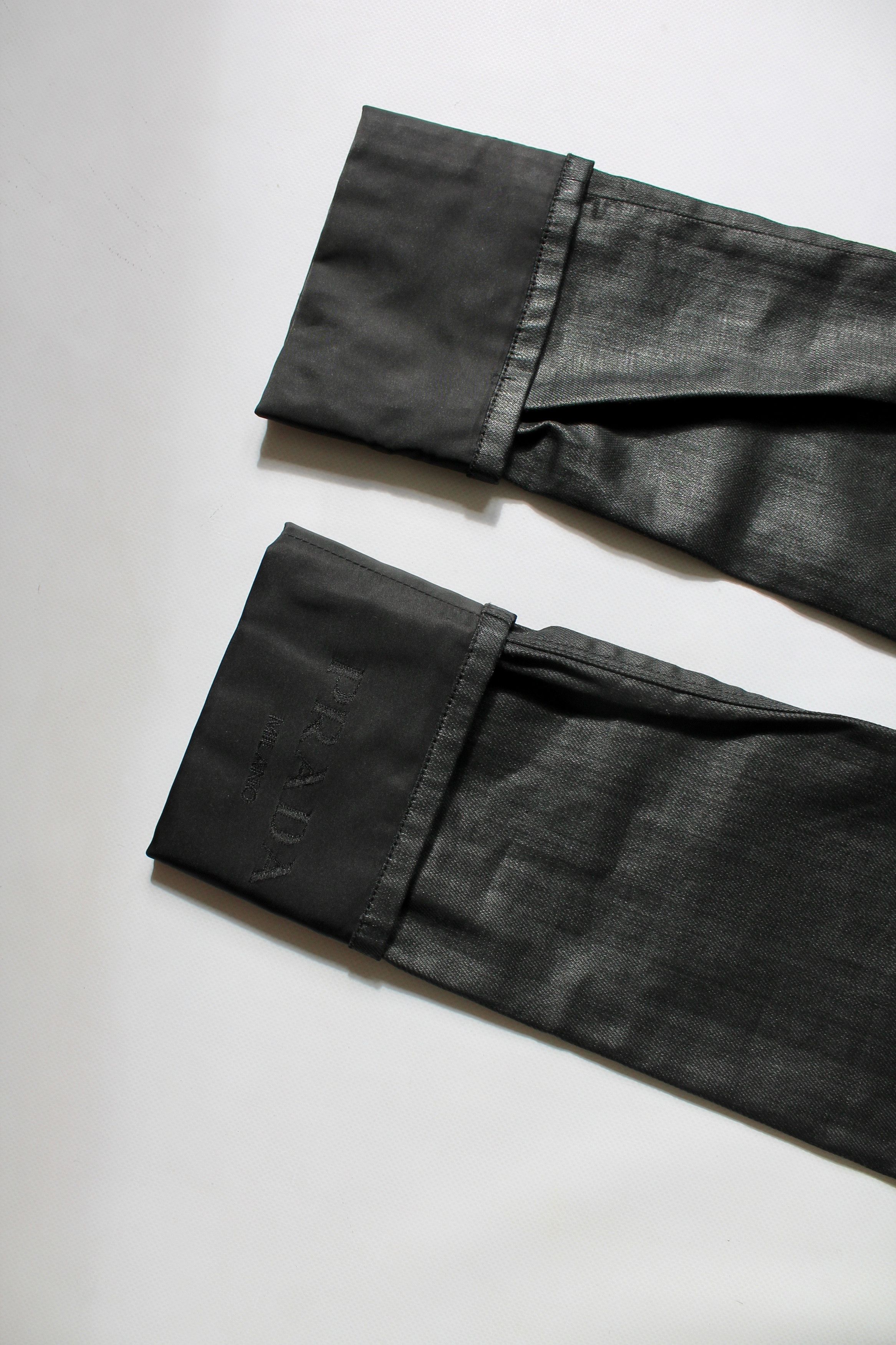 Prada PRADA Skinny Coated denim Unisex Pants Contour Fit Black Size 31" - 18 Thumbnail