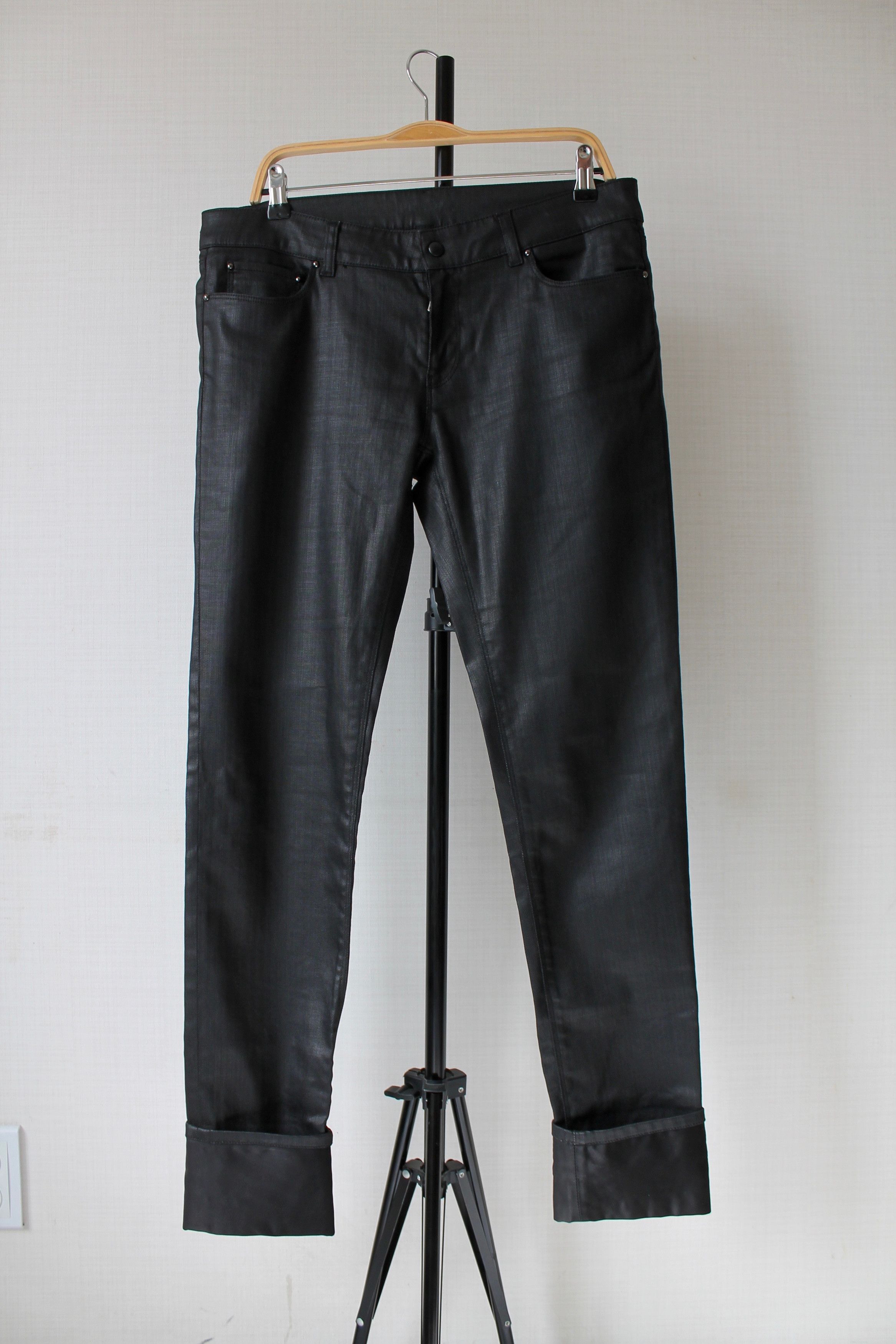 Prada PRADA Skinny Coated denim Unisex Pants Contour Fit Black Size 31" - 3 Thumbnail