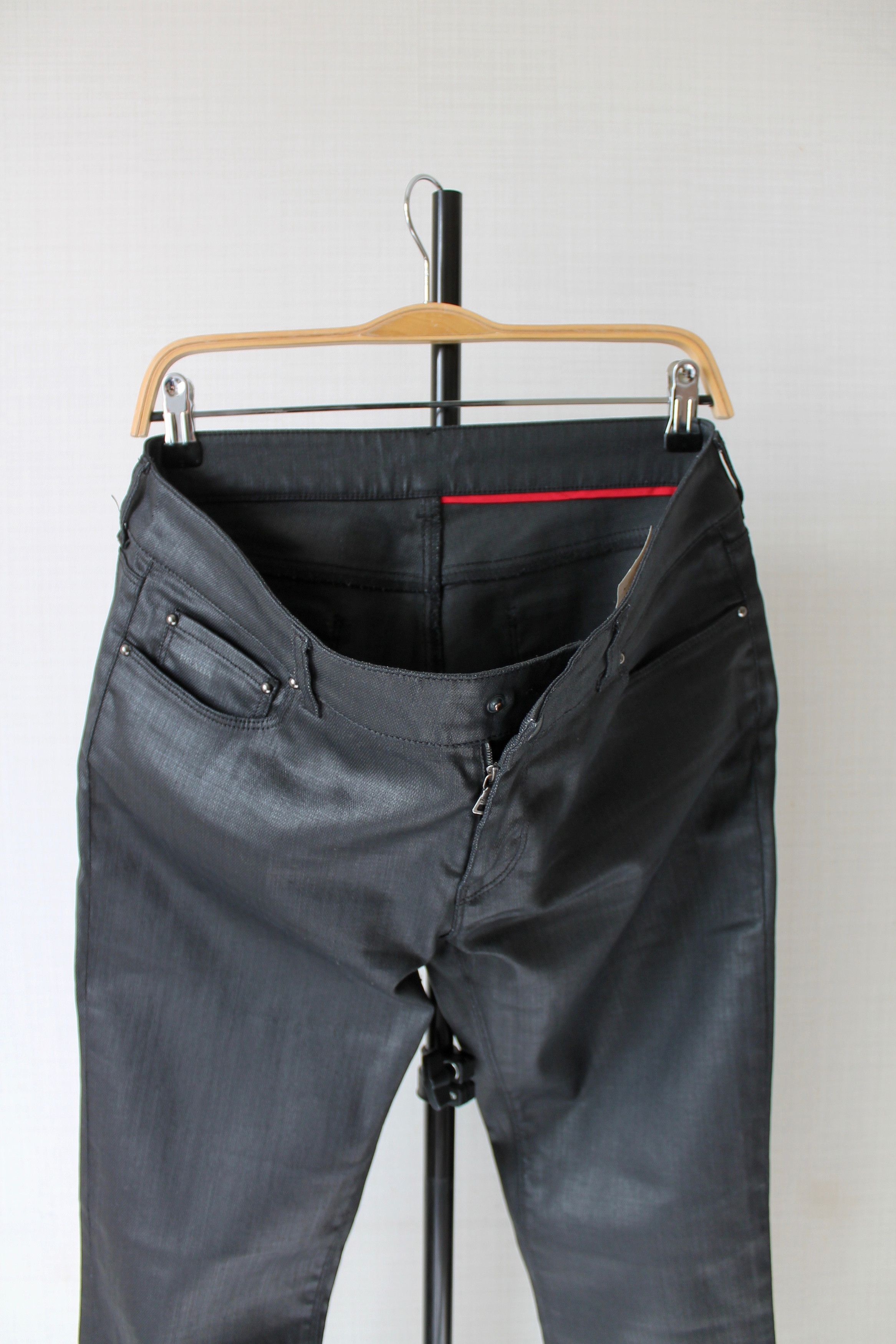 Prada PRADA Skinny Coated denim Unisex Pants Contour Fit Black Size 31" - 11 Thumbnail