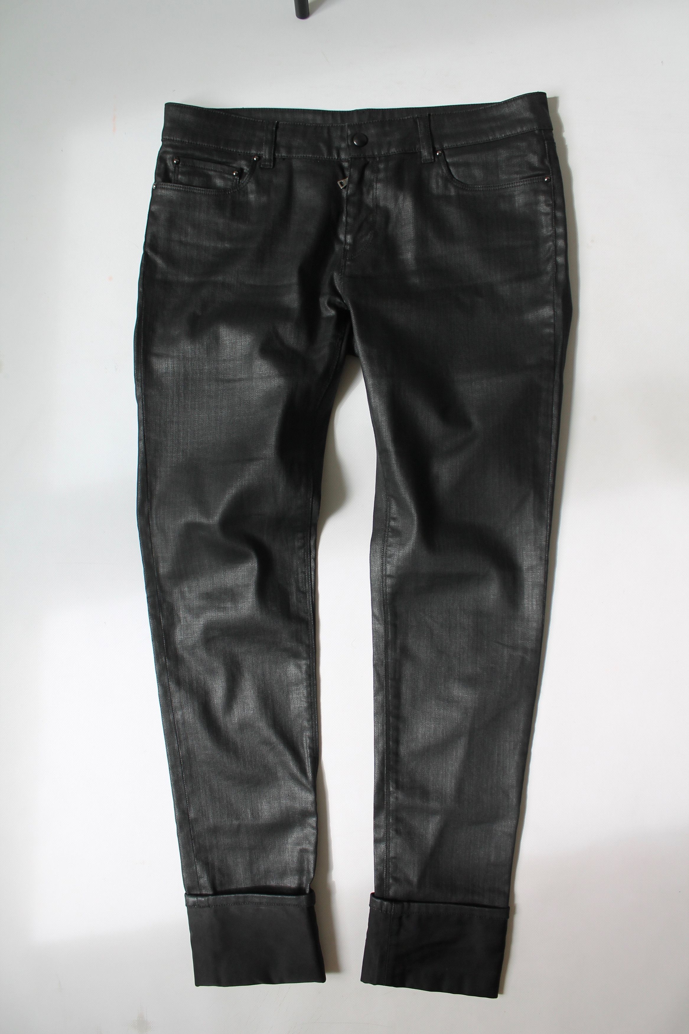 Prada PRADA Skinny Coated denim Unisex Pants Contour Fit Black Size 31" - 1 Thumbnail