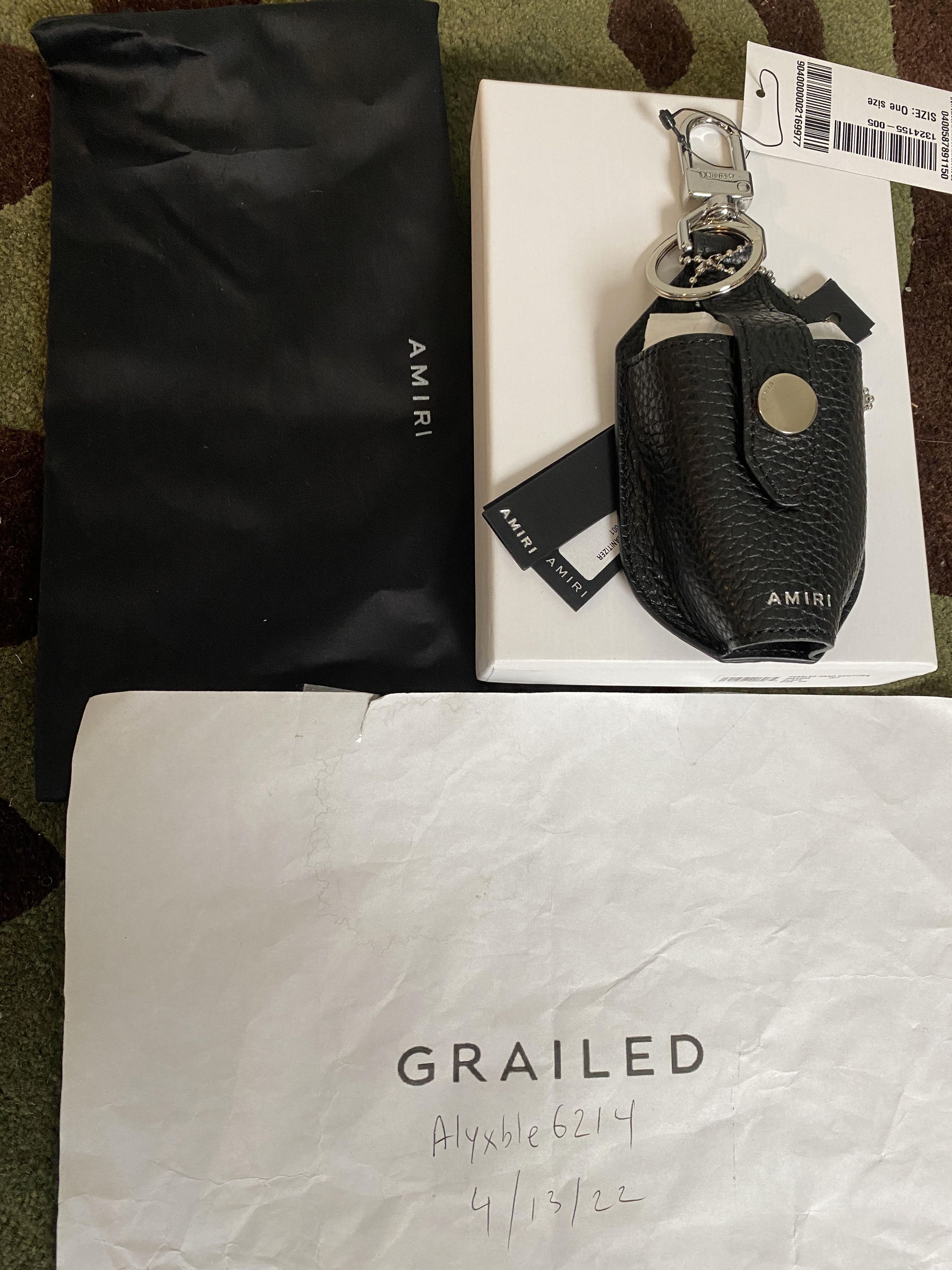 Amiri Amiri Leather Pouch Black pebbled grain hand sanitizer Size ONE SIZE - 4 Thumbnail