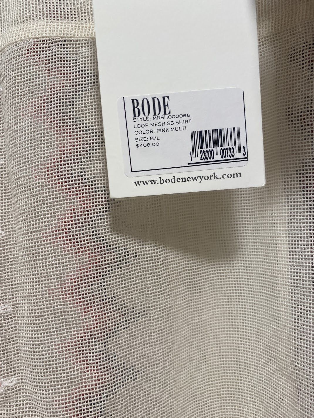 Bode Bode Loop Mesh Shirt in Pink/Multi zig zag Size US M / EU 48-50 / 2 - 2 Thumbnail