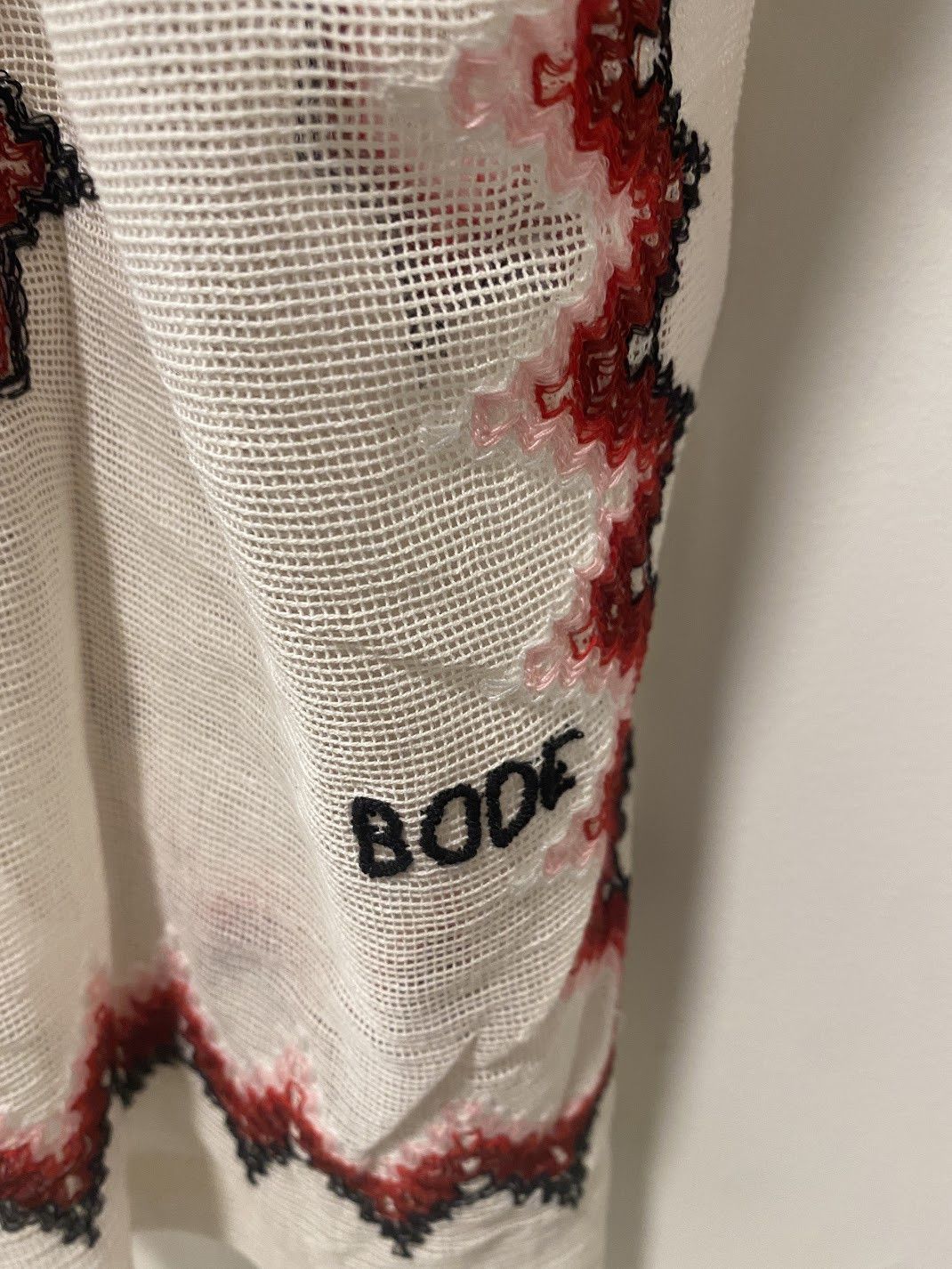Bode Bode Loop Mesh Shirt in Pink/Multi zig zag Size US M / EU 48-50 / 2 - 6 Thumbnail