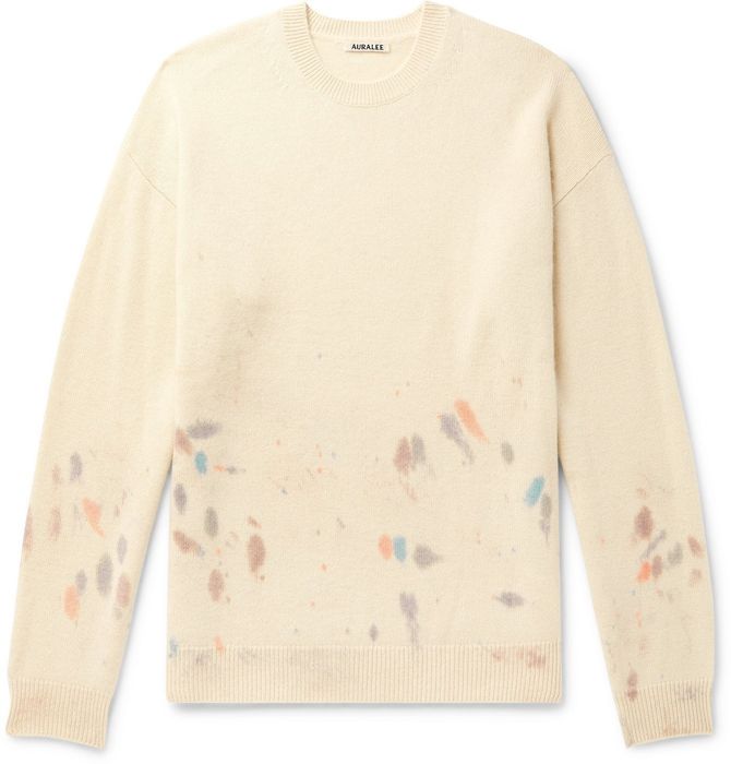 Auralee Cashmere paint splatter sweater | Grailed