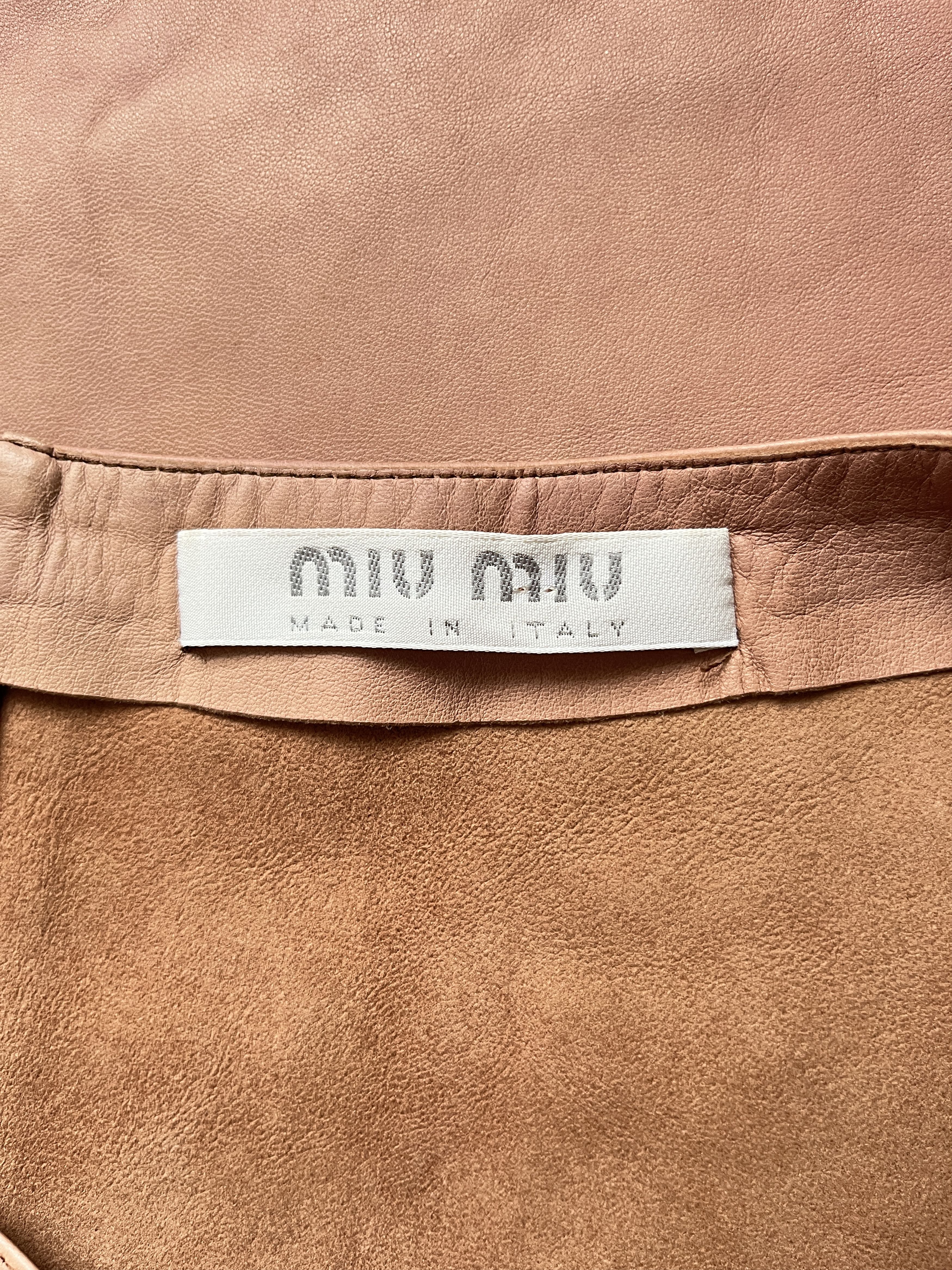 Miu Miu ⚡️QUICK SALE⚡️Miu Miu Brown Leather A-line Skirt Size 30" / US 8 / IT 44 - 3 Thumbnail