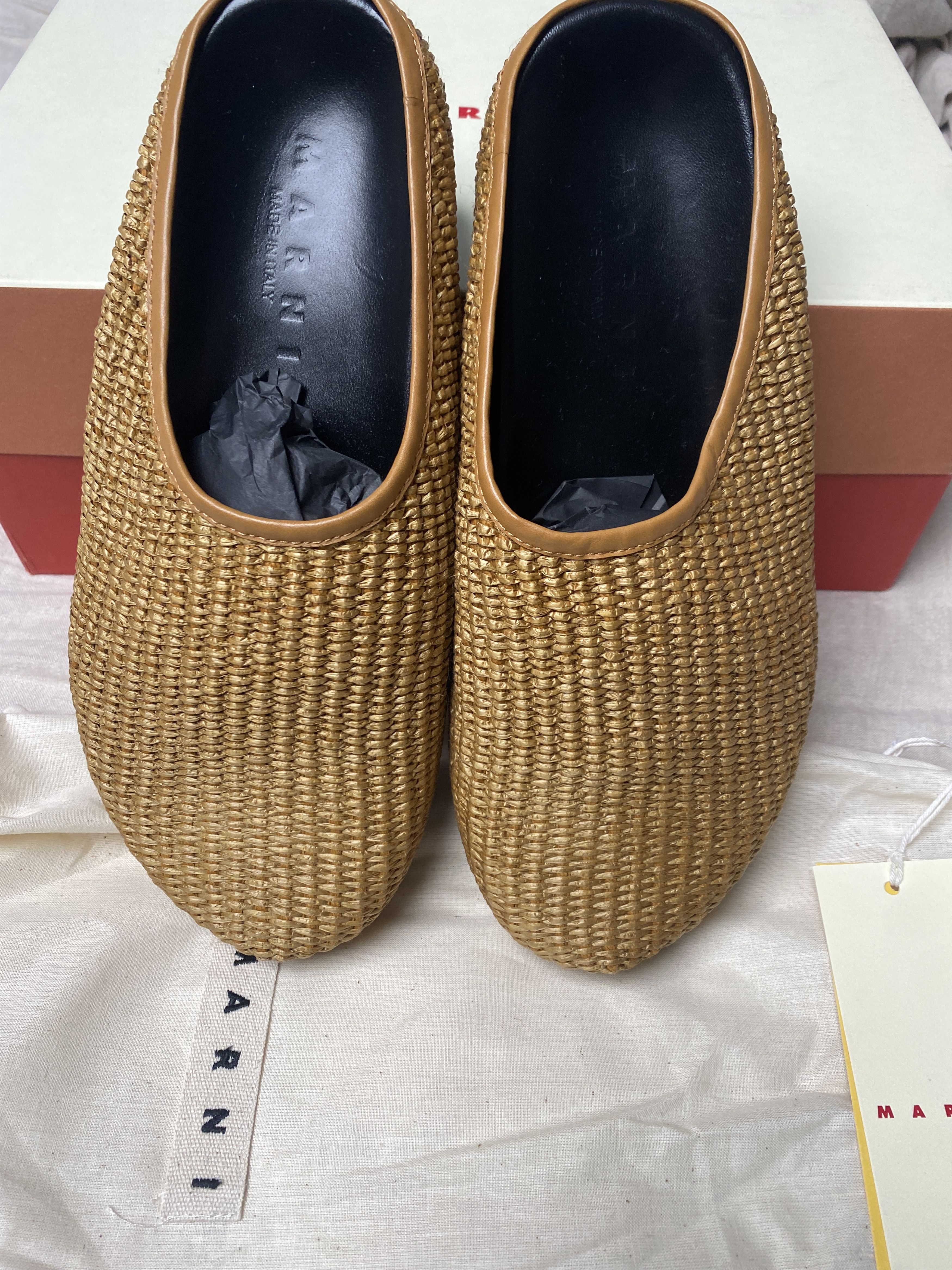 Marni MARNI Tan Raffia Fussbett Sabbot Loafers Size US 7 / EU 40 - 6 Thumbnail
