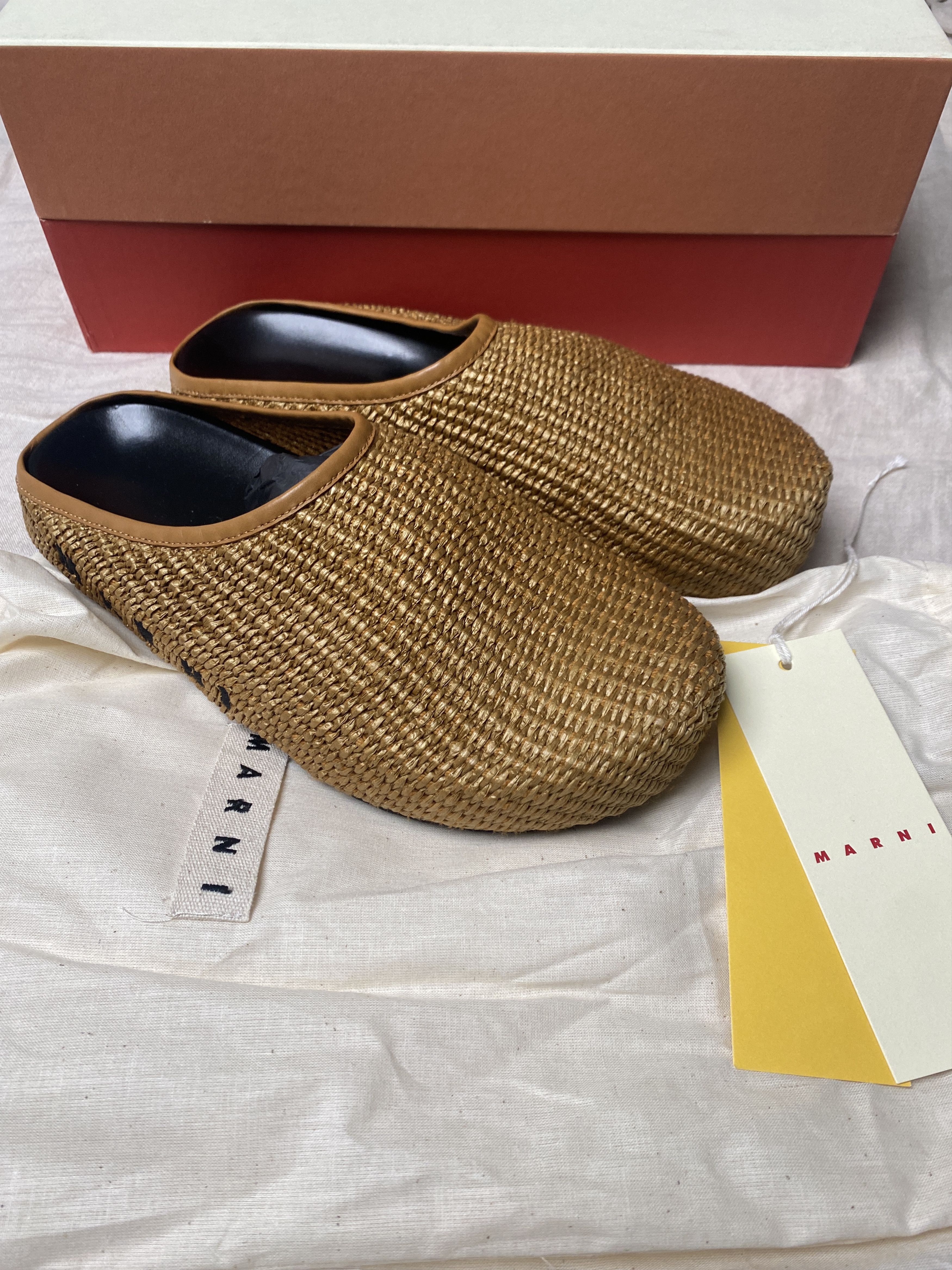 Marni MARNI Tan Raffia Fussbett Sabbot Loafers Size US 7 / EU 40 - 1 Thumbnail