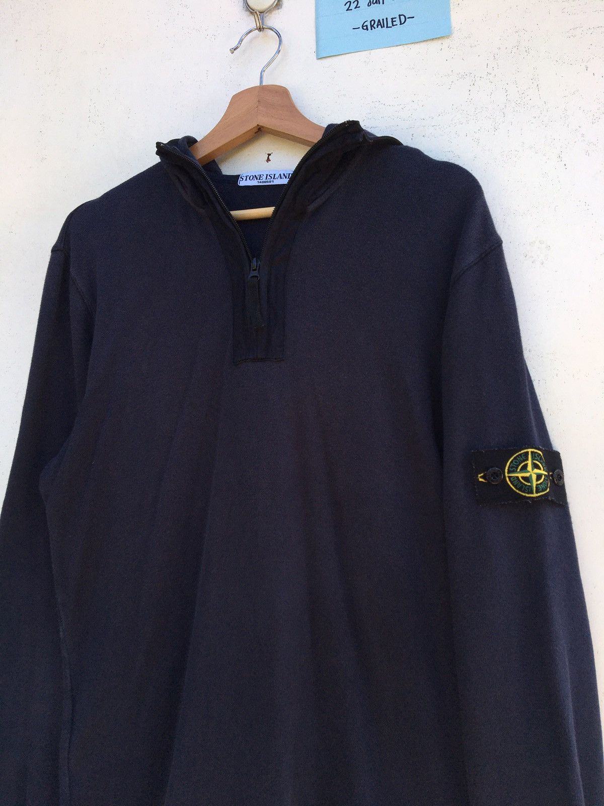 image of st Stone Island Half Zip Hoodie in Black, Men's (Size Medium)