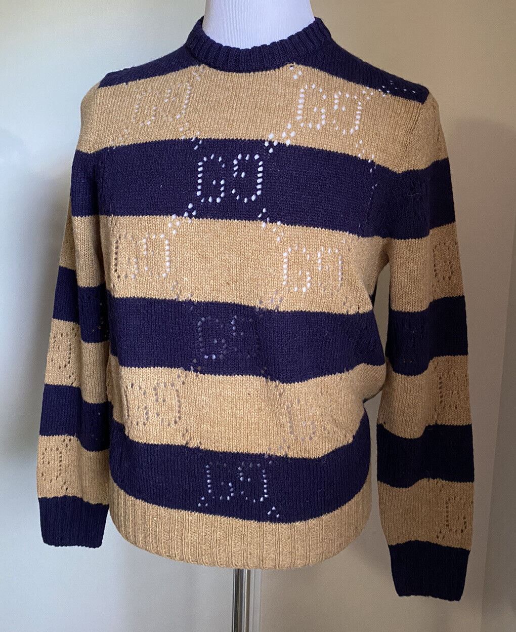 Pre-owned Gucci Sweater In Blue & Camel In Blue/camel