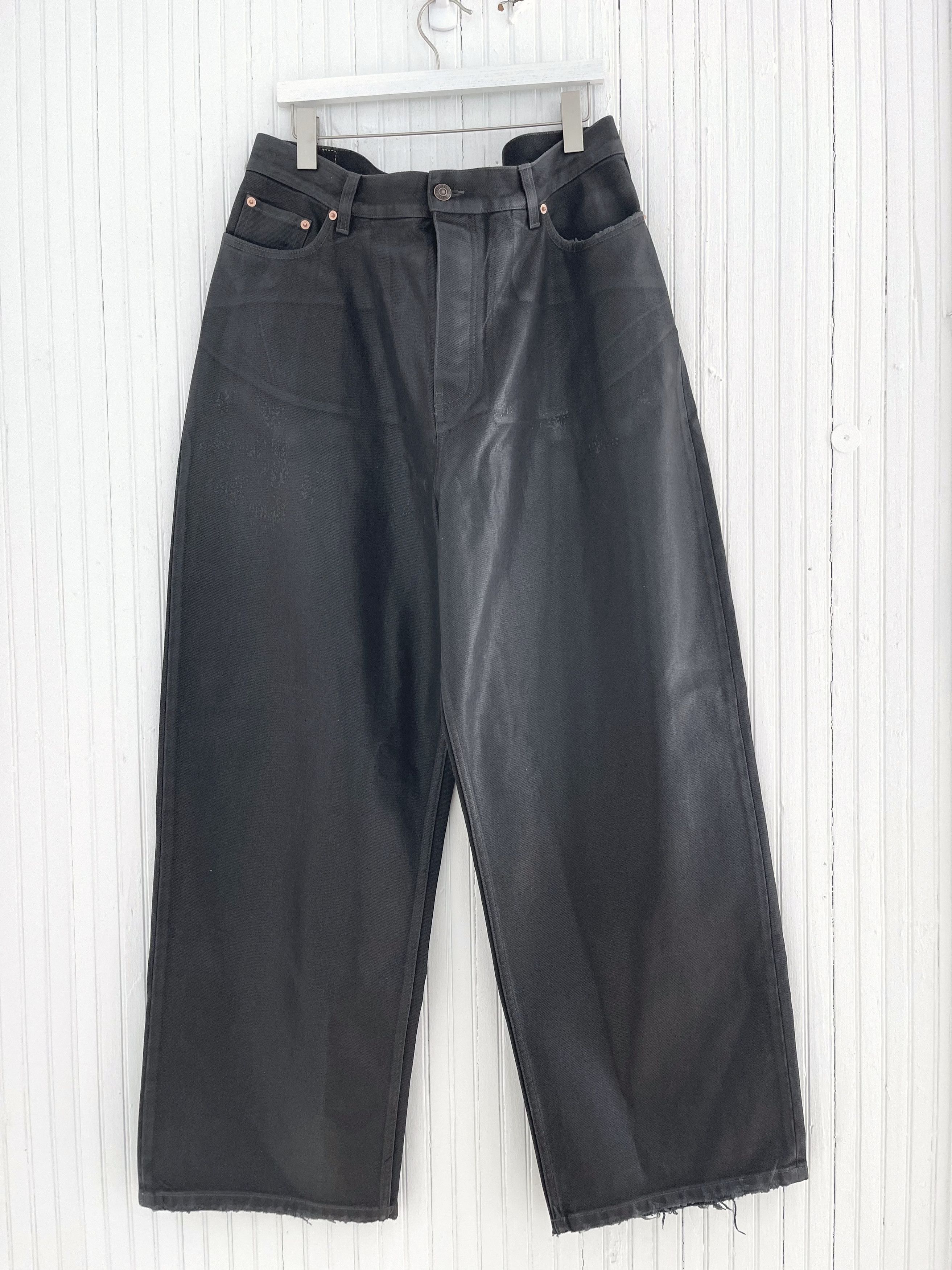 image of Balenciaga Baggy Black Liquid Denim Jeans NWT (M) Large Fit, Men's (Size 34)