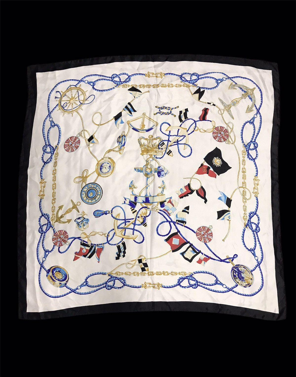 Other Vintage 90s Silk Scarf Baroque Anchor Art Design Mask Idea Size ONE SIZE - 1 Thumbnail