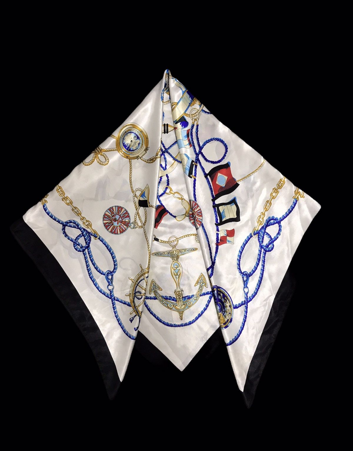 Other Vintage 90s Silk Scarf Baroque Anchor Art Design Mask Idea Size ONE SIZE - 3 Thumbnail