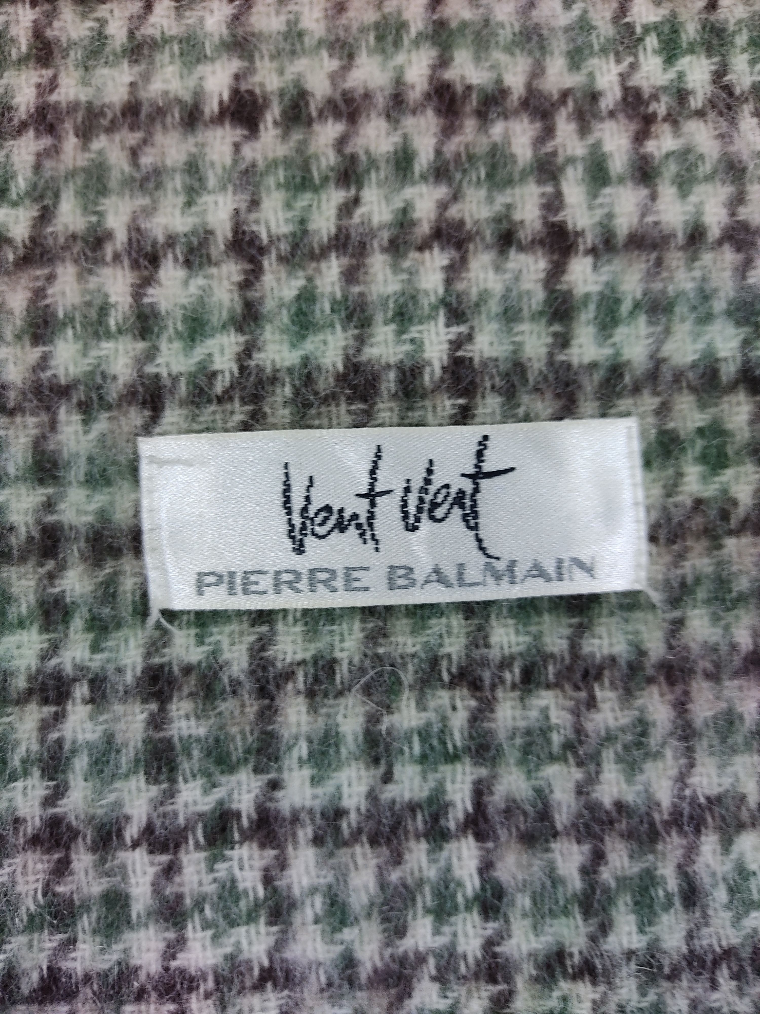 Designer Pierre Balmain Muffler Scarf Vent Vert Plaid Check Size ONE SIZE - 2 Thumbnail