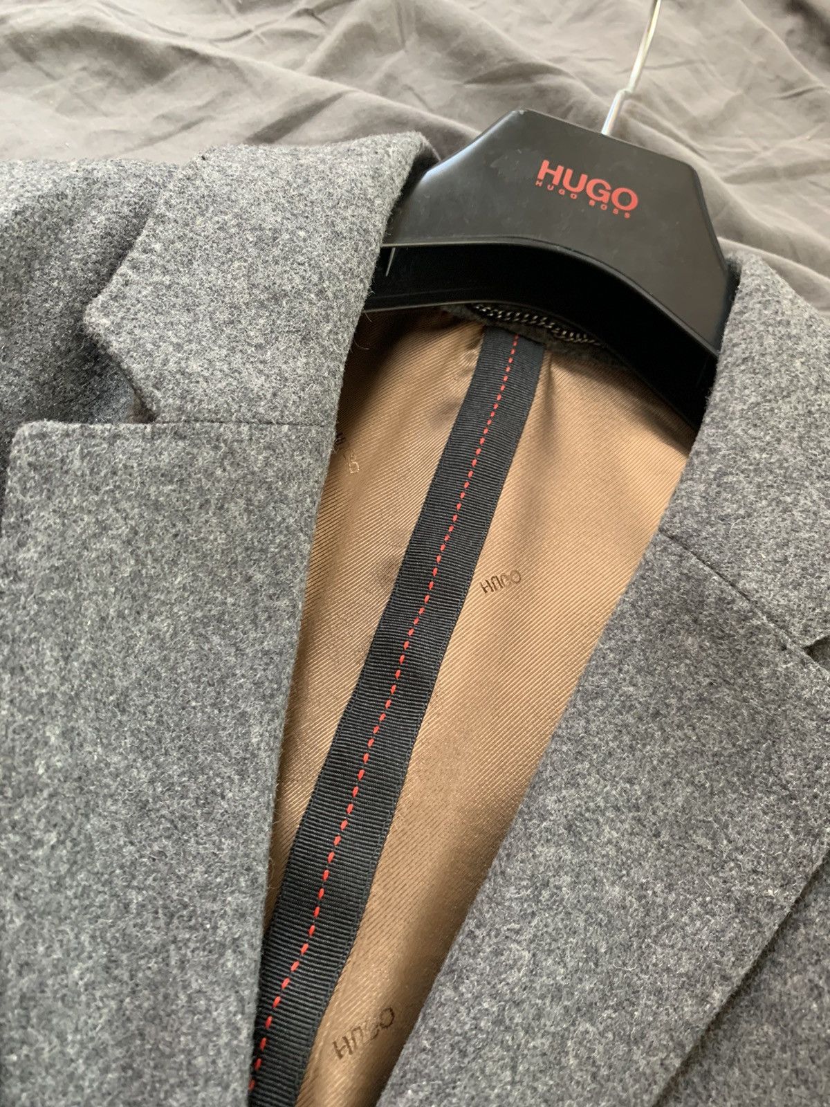 Hugo Hugo by Hugo Boss Grey Virgin Wool coat Size US L / EU 52-54 / 3 - 3 Thumbnail