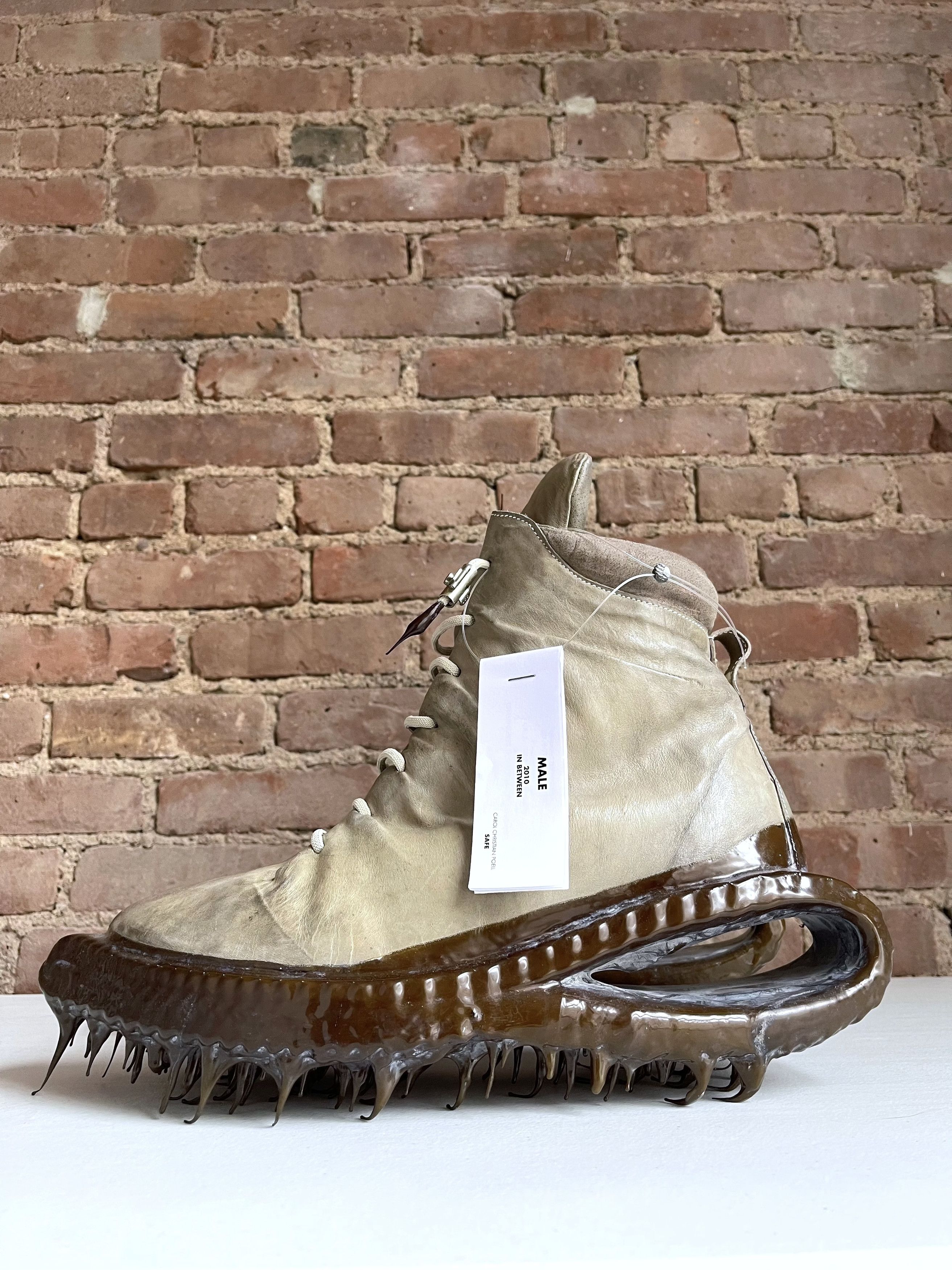 image of Carol Christian Poell Kangaroo Leather U-Sole Drip Sneakers (Ccp 12) Fits 45-46 in Grey, Men's