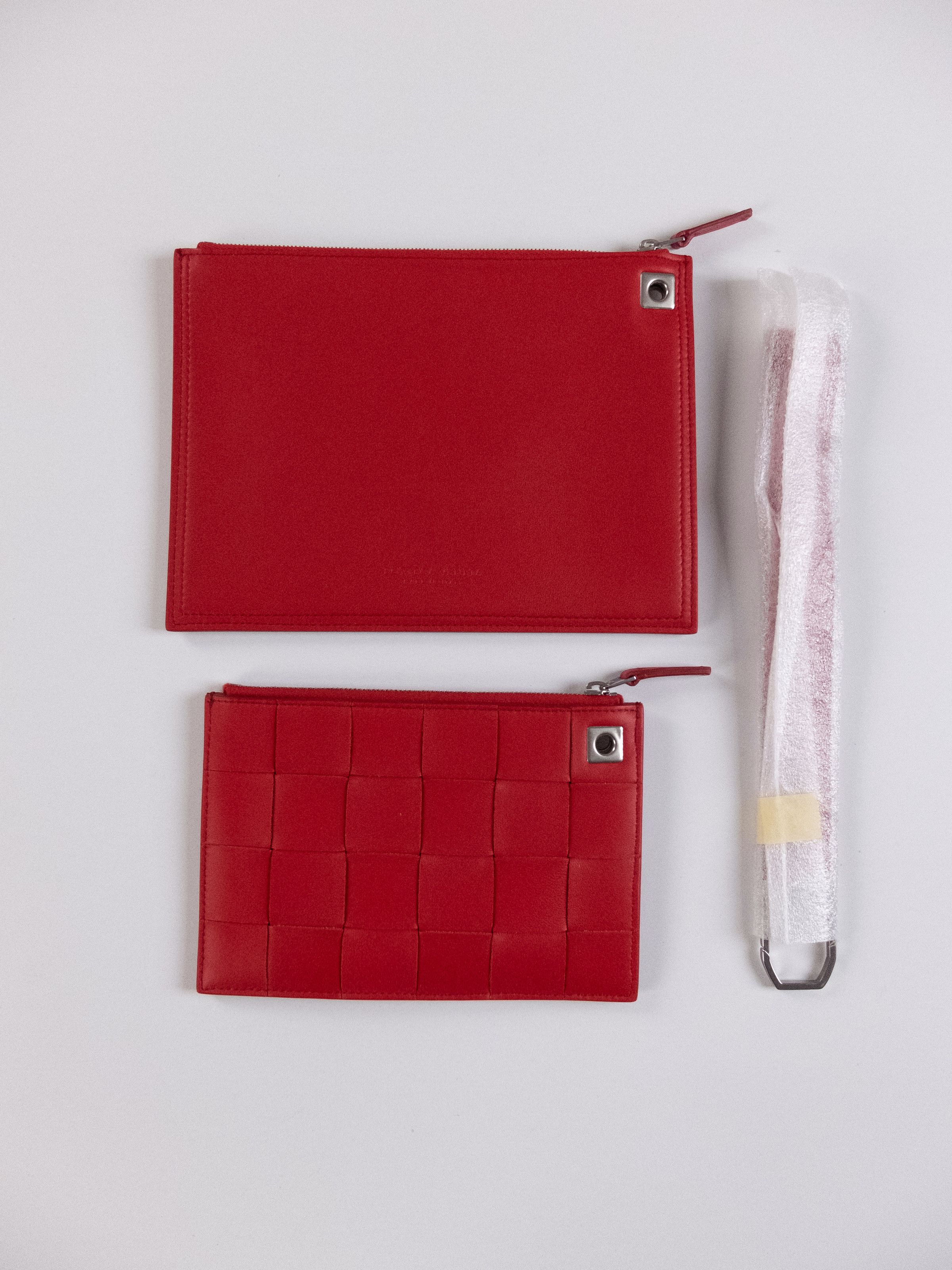Bottega Veneta BOTTEGA VENETA red two piece intrecciato woven clutch bag Size ONE SIZE - 2 Thumbnail