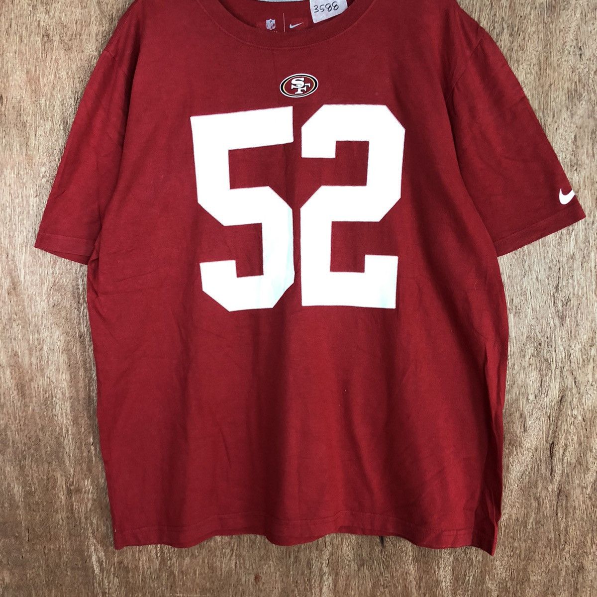 NFL × Nike Nike NFL Willis 52 Red Short Sleeve Tshirt #3588 Size US XL / EU 56 / 4 - 6 Thumbnail