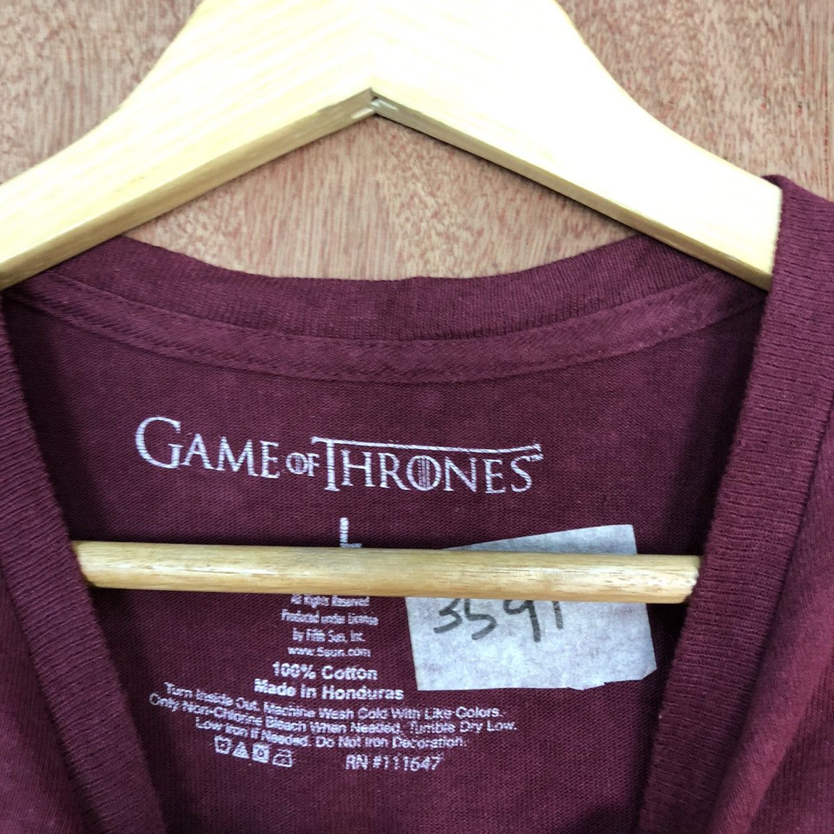 Other Game Of Throne Maroon Short Sleeve Tshirt #3591 Size US L / EU 52-54 / 3 - 9 Thumbnail