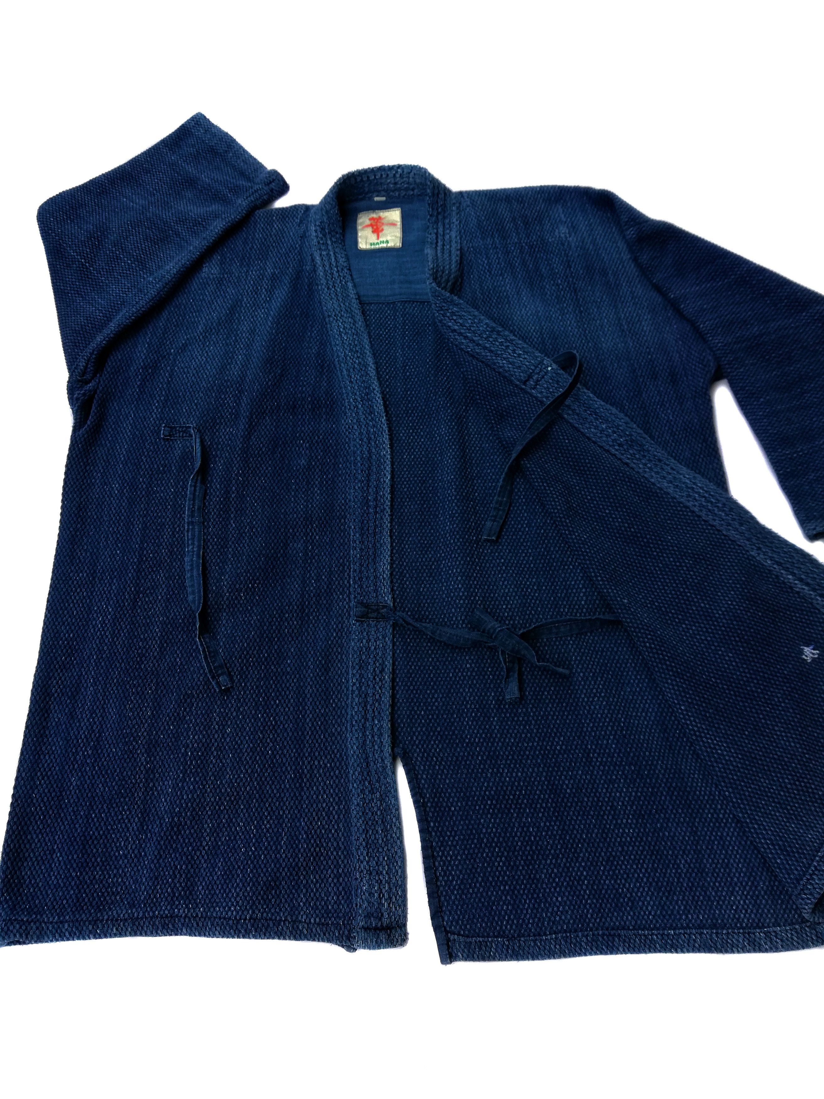 Indigo × Japanese Brand 🔥Similar Kapital Dyed Woven Cotton Drawstrings Kimono🔥 Size US L / EU 52-54 / 3 - 2 Thumbnail