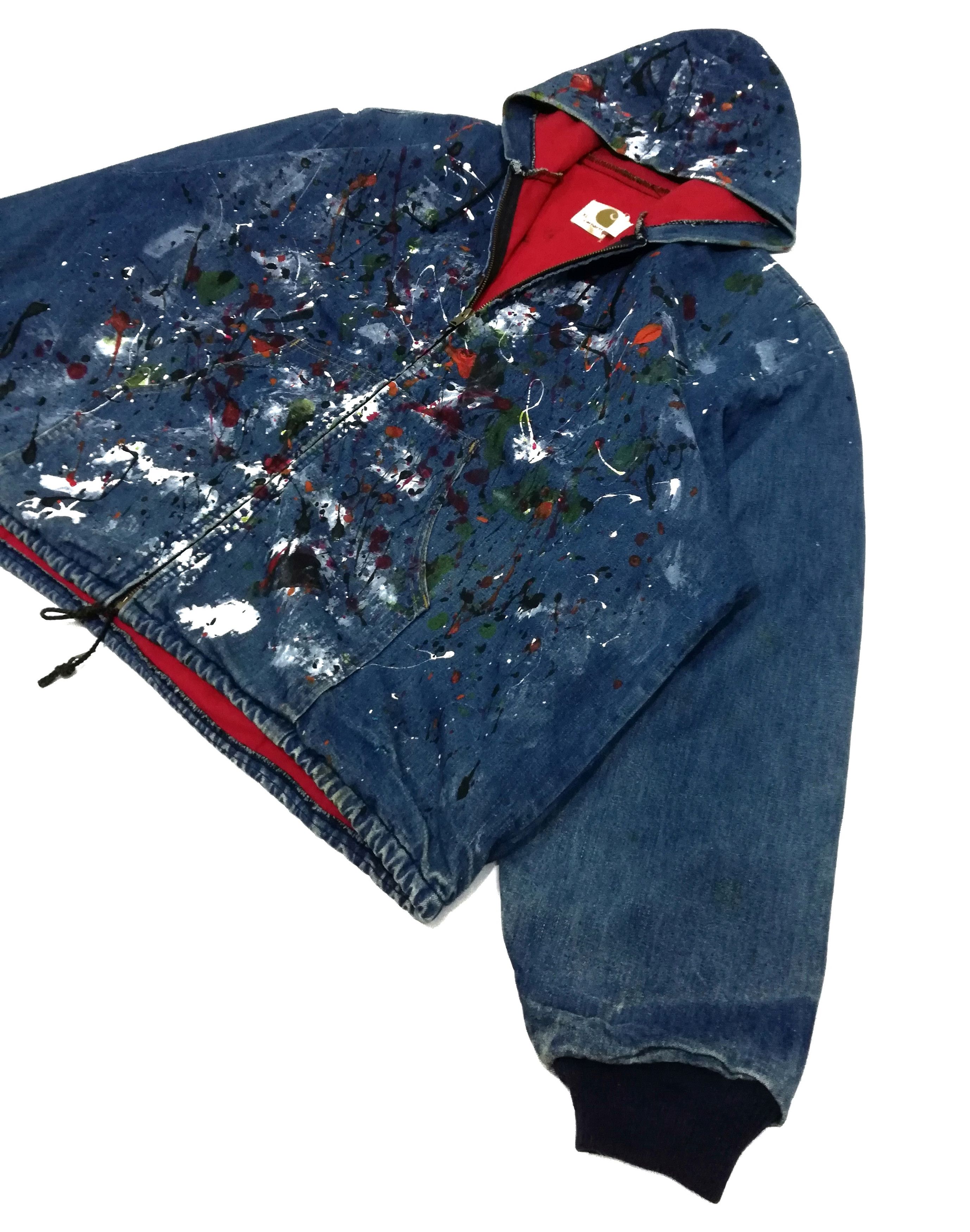 Carhartt × Carhartt Wip × Vintage 🔥Customize Carhartt Paint Splatter Distressed Hoodie Jacke Size US XL / EU 56 / 4 - 5 Thumbnail