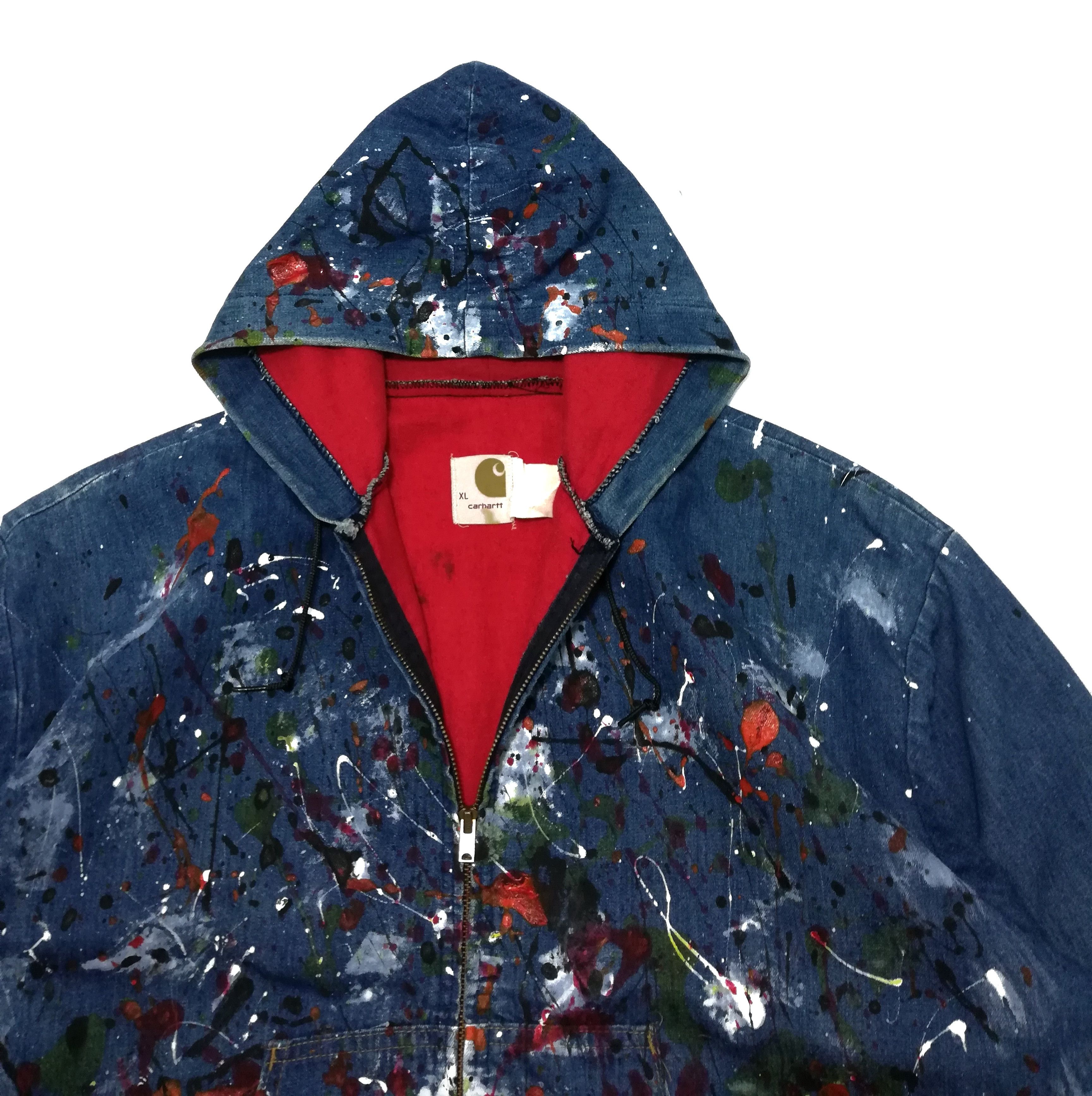 Carhartt × Carhartt Wip × Vintage 🔥Customize Carhartt Paint Splatter Distressed Hoodie Jacke Size US XL / EU 56 / 4 - 7 Thumbnail