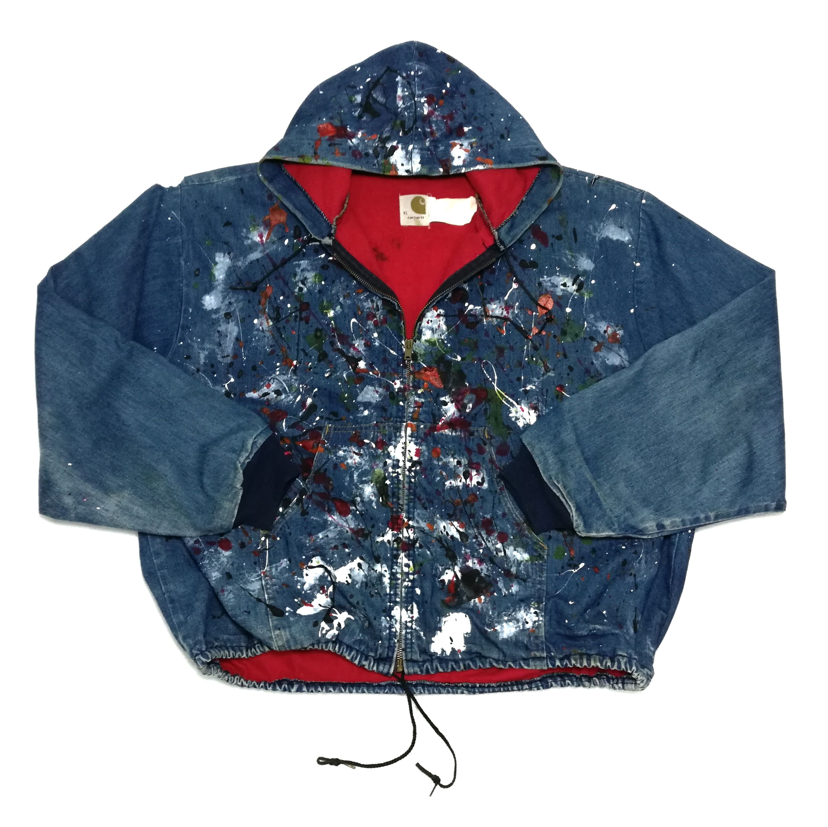 Carhartt × Carhartt Wip × Vintage 🔥Customize Carhartt Paint Splatter Distressed Hoodie Jacke Size US XL / EU 56 / 4 - 2 Thumbnail