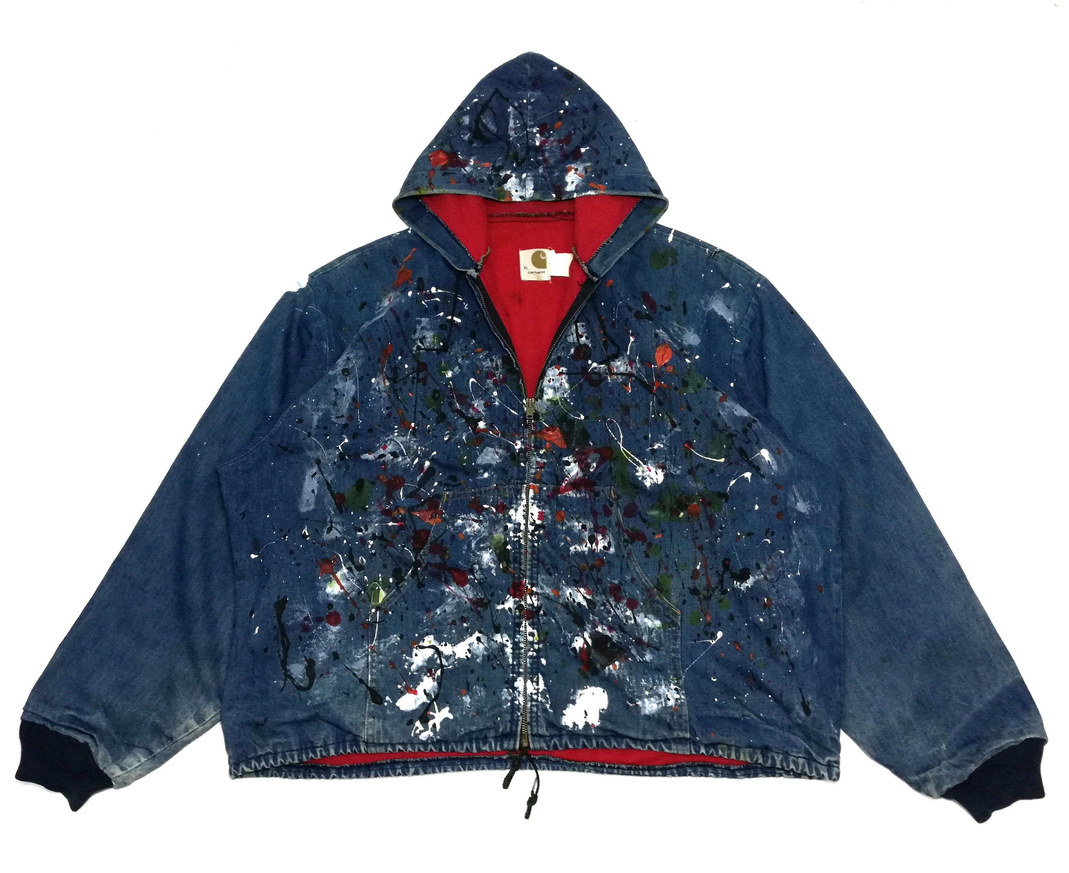 Carhartt × Carhartt Wip × Vintage 🔥Customize Carhartt Paint Splatter Distressed Hoodie Jacke Size US XL / EU 56 / 4 - 3 Thumbnail