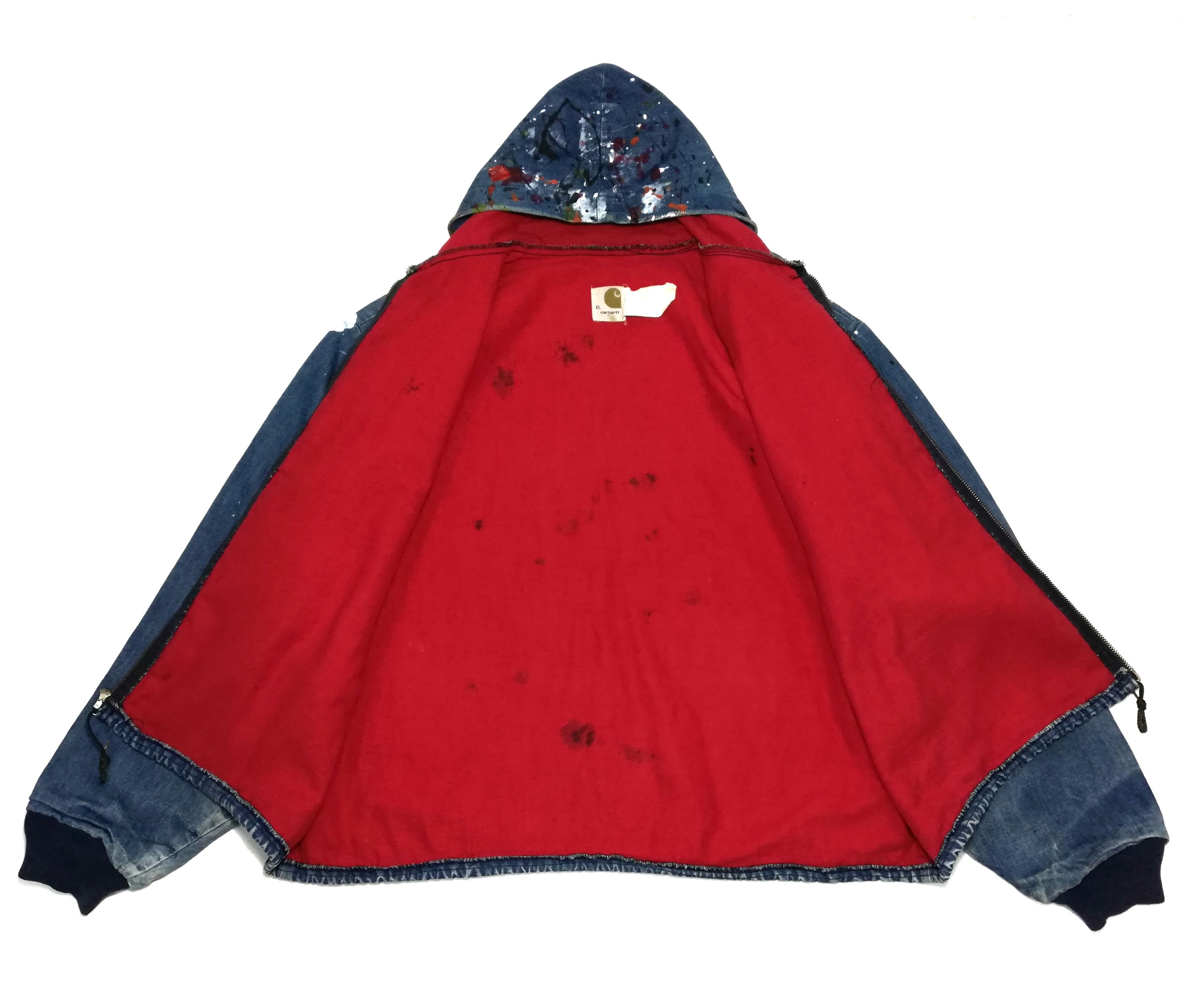 Carhartt × Carhartt Wip × Vintage 🔥Customize Carhartt Paint Splatter Distressed Hoodie Jacke Size US XL / EU 56 / 4 - 10 Thumbnail
