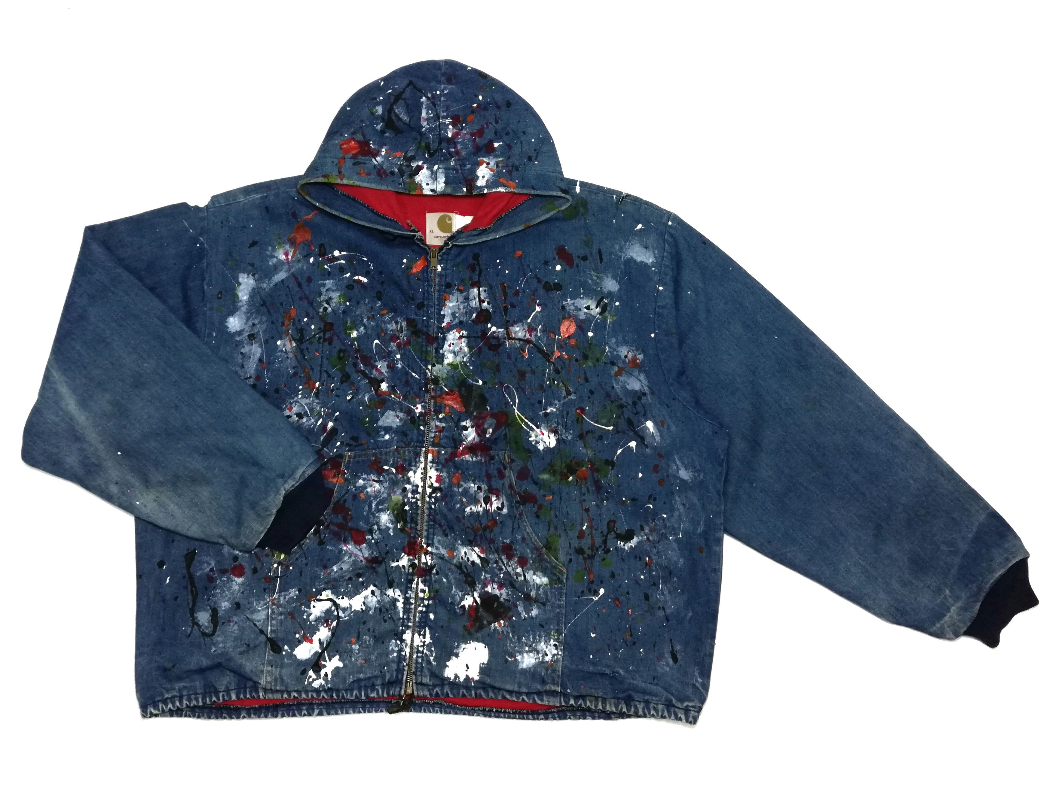 🔥Customize Carhartt Paint Splatter Distressed Hoodie Jacke 