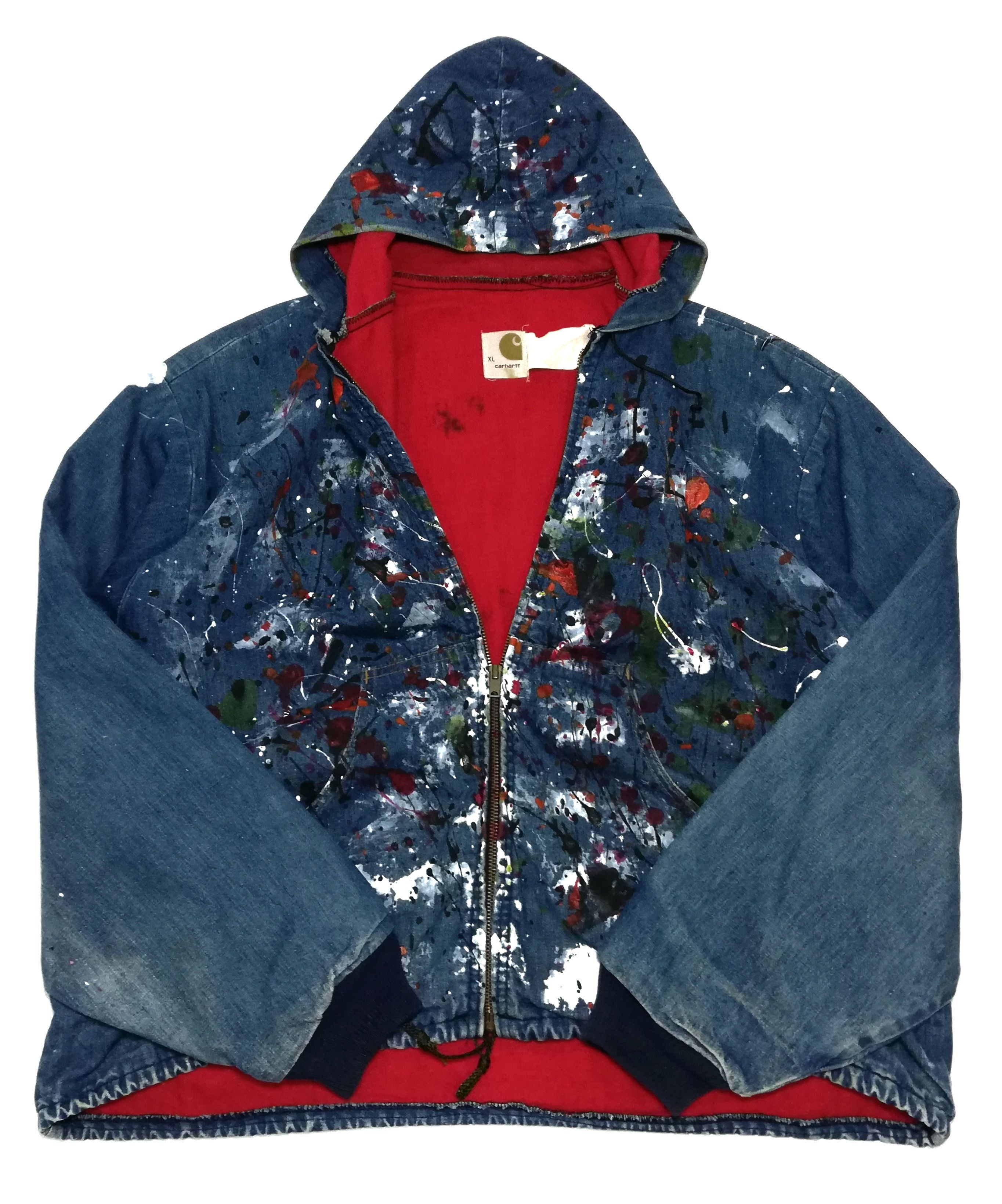 Carhartt × Carhartt Wip × Vintage 🔥Customize Carhartt Paint Splatter Distressed Hoodie Jacke Size US XL / EU 56 / 4 - 8 Thumbnail