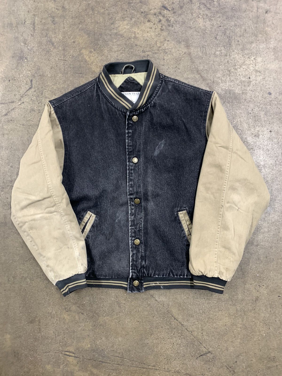 Vintage Vintage Black Denim Varsity Jacket Grailed