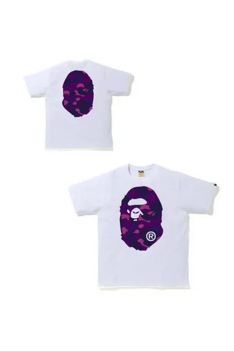 Bape BAPE Color Camo Big Ape Head T-Shirt White/Purple | Grailed