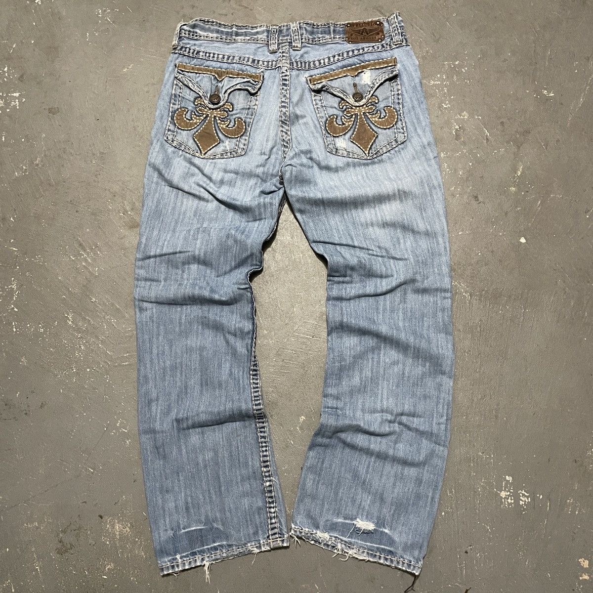 Affliction Crazy rare cyber Y2k affliction embroidered cross jeans Size US 38 / EU 54 - 1 Thumbnail