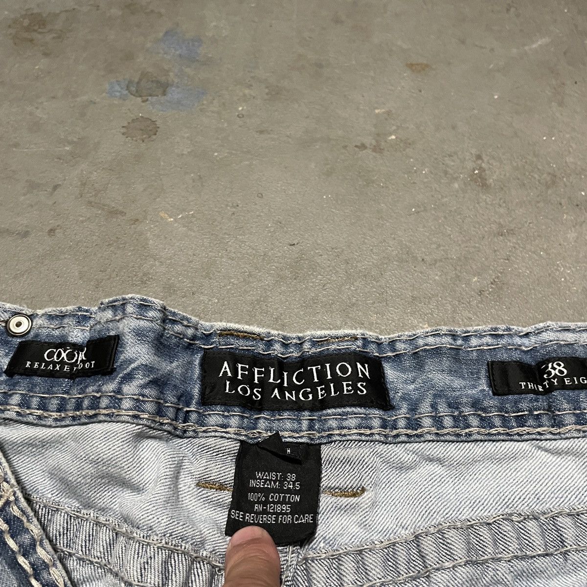 Affliction Crazy rare cyber Y2k affliction embroidered cross jeans Size US 38 / EU 54 - 4 Thumbnail