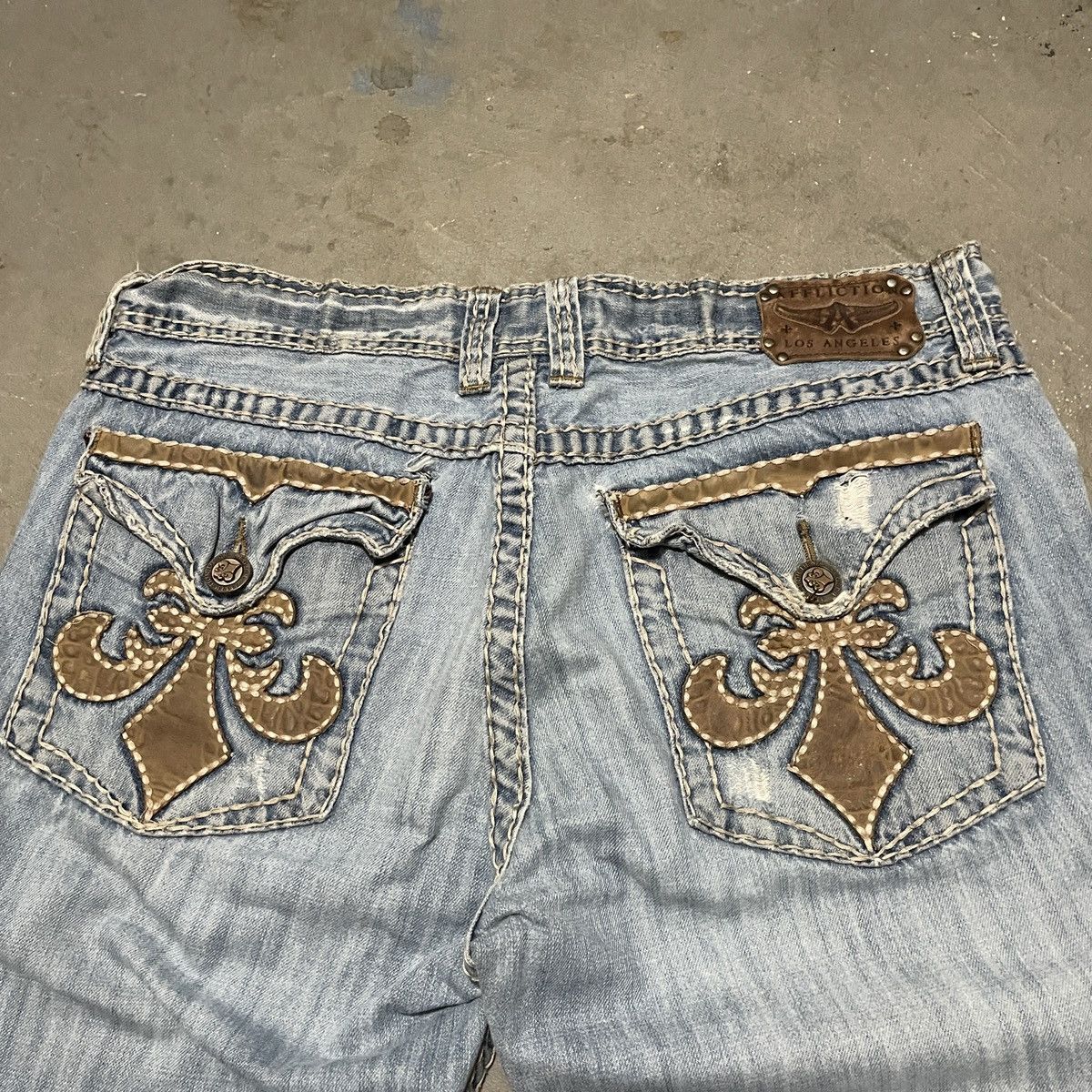 Affliction Crazy rare cyber Y2k affliction embroidered cross jeans Size US 38 / EU 54 - 3 Thumbnail