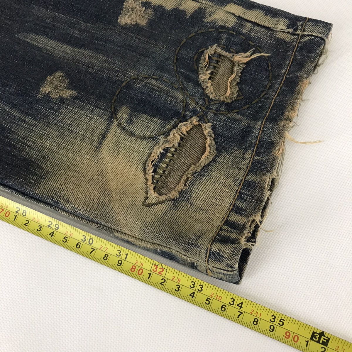 Japanese Brand 🔥RUSTY🔥GUI SHOU JEANS PATCHWORK DISTRESSED DENIM PANTS Size US 30 / EU 46 - 16 Thumbnail