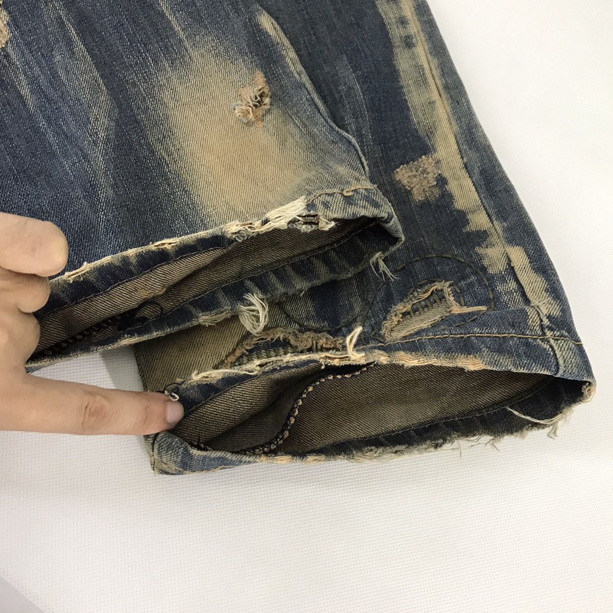 Japanese Brand 🔥RUSTY🔥GUI SHOU JEANS PATCHWORK DISTRESSED DENIM PANTS Size US 30 / EU 46 - 17 Thumbnail