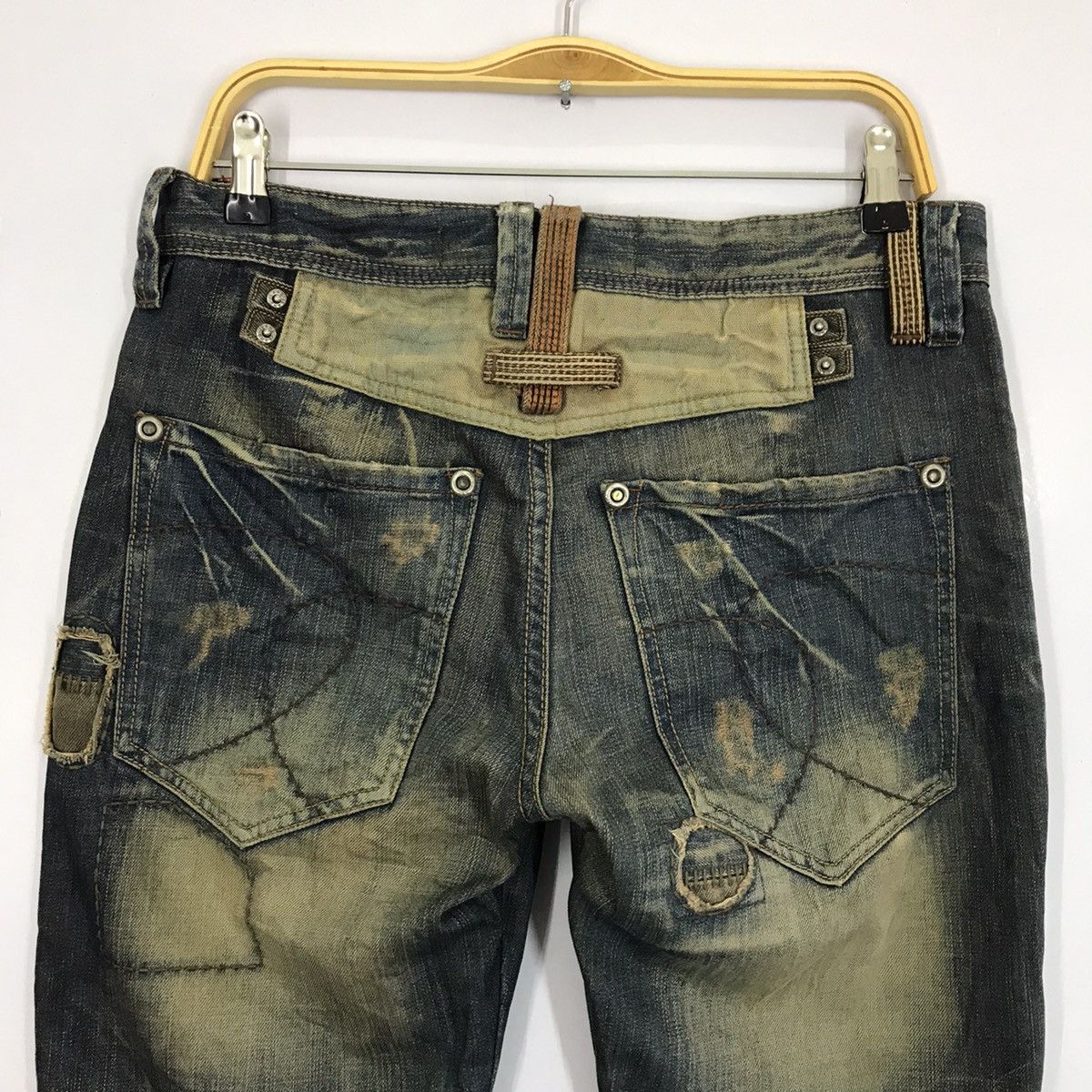 Japanese Brand 🔥RUSTY🔥GUI SHOU JEANS PATCHWORK DISTRESSED DENIM PANTS Size US 30 / EU 46 - 9 Thumbnail