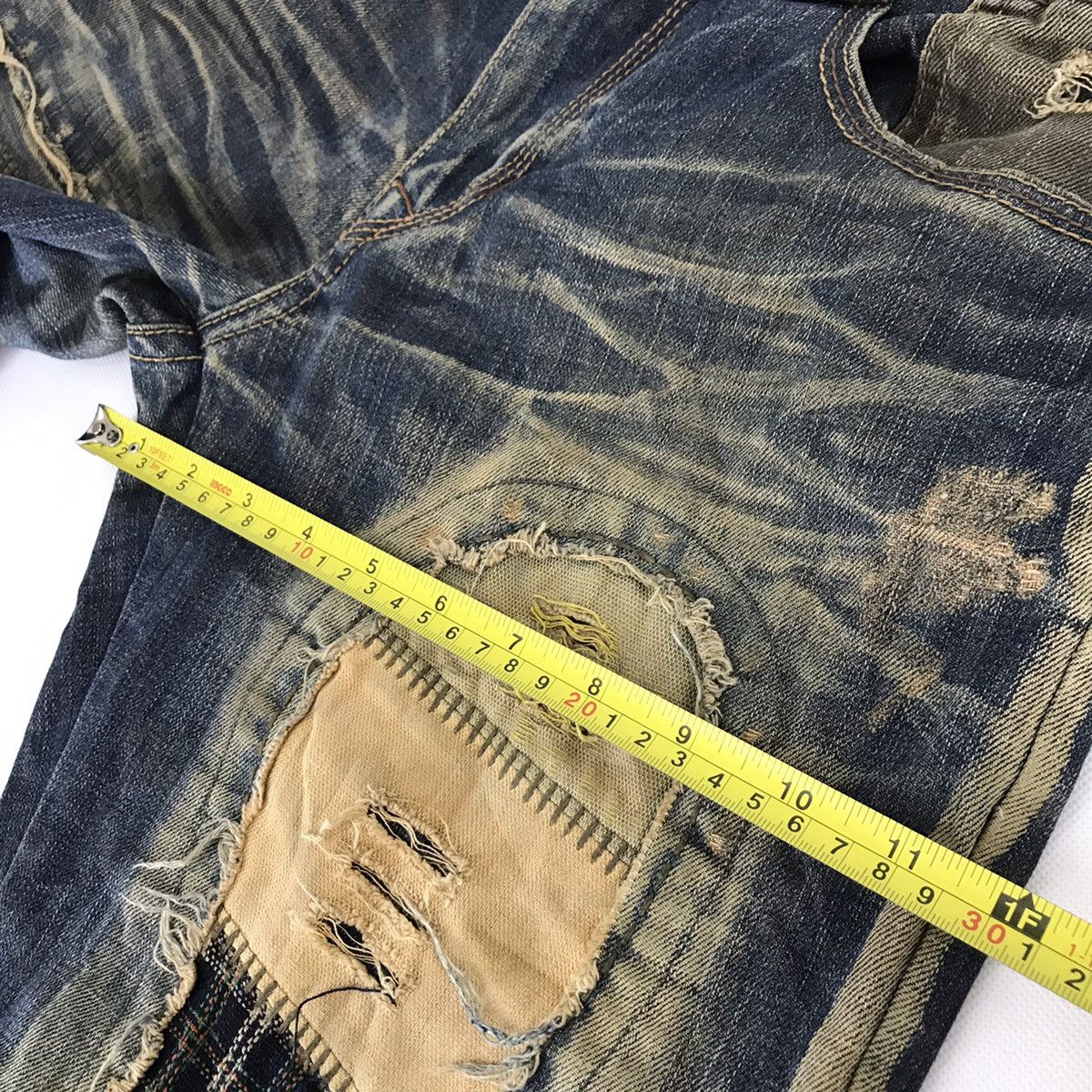Japanese Brand 🔥RUSTY🔥GUI SHOU JEANS PATCHWORK DISTRESSED DENIM PANTS Size US 30 / EU 46 - 14 Thumbnail